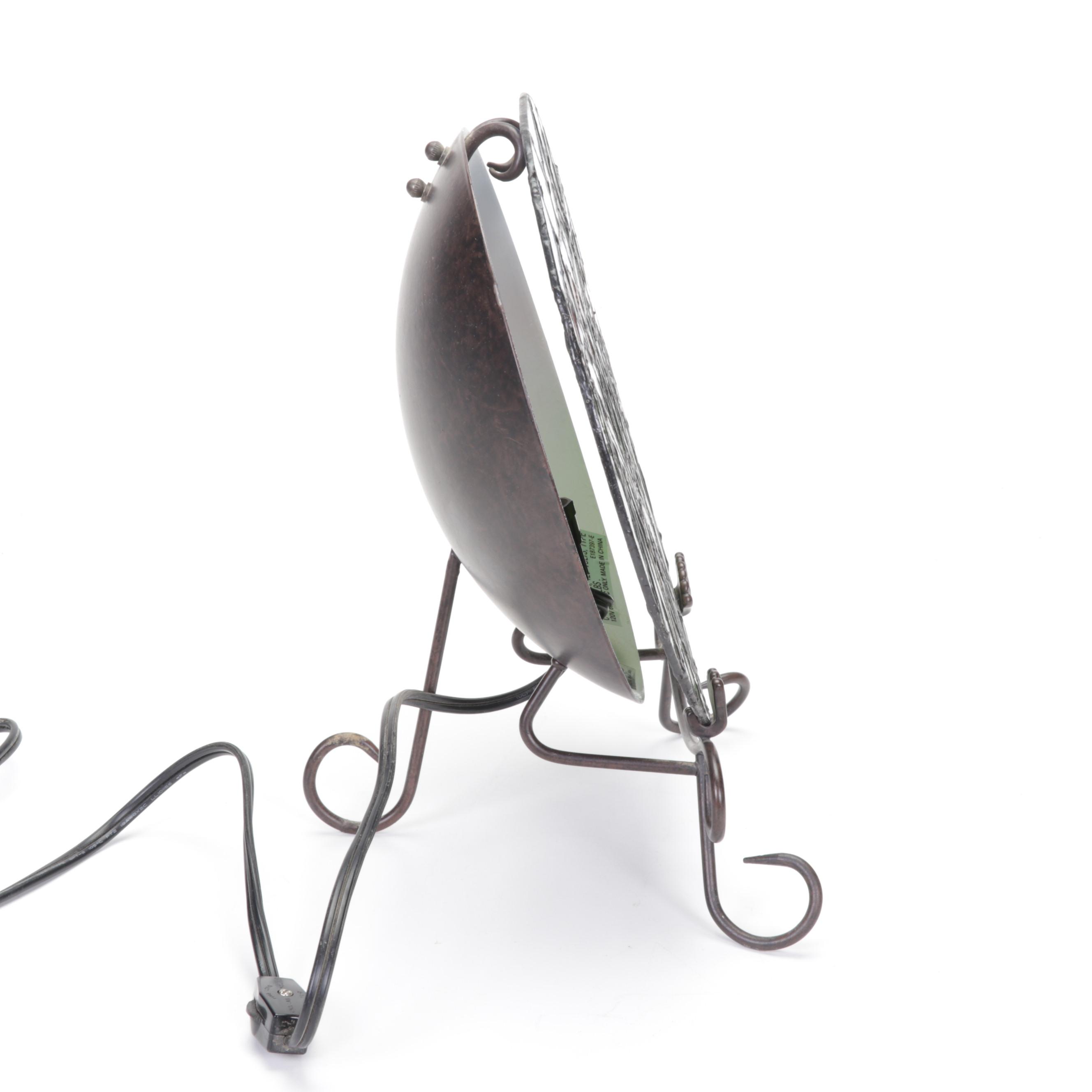 Pair of Dragonfly Slag Glass Tabletop Night Lights EBTH