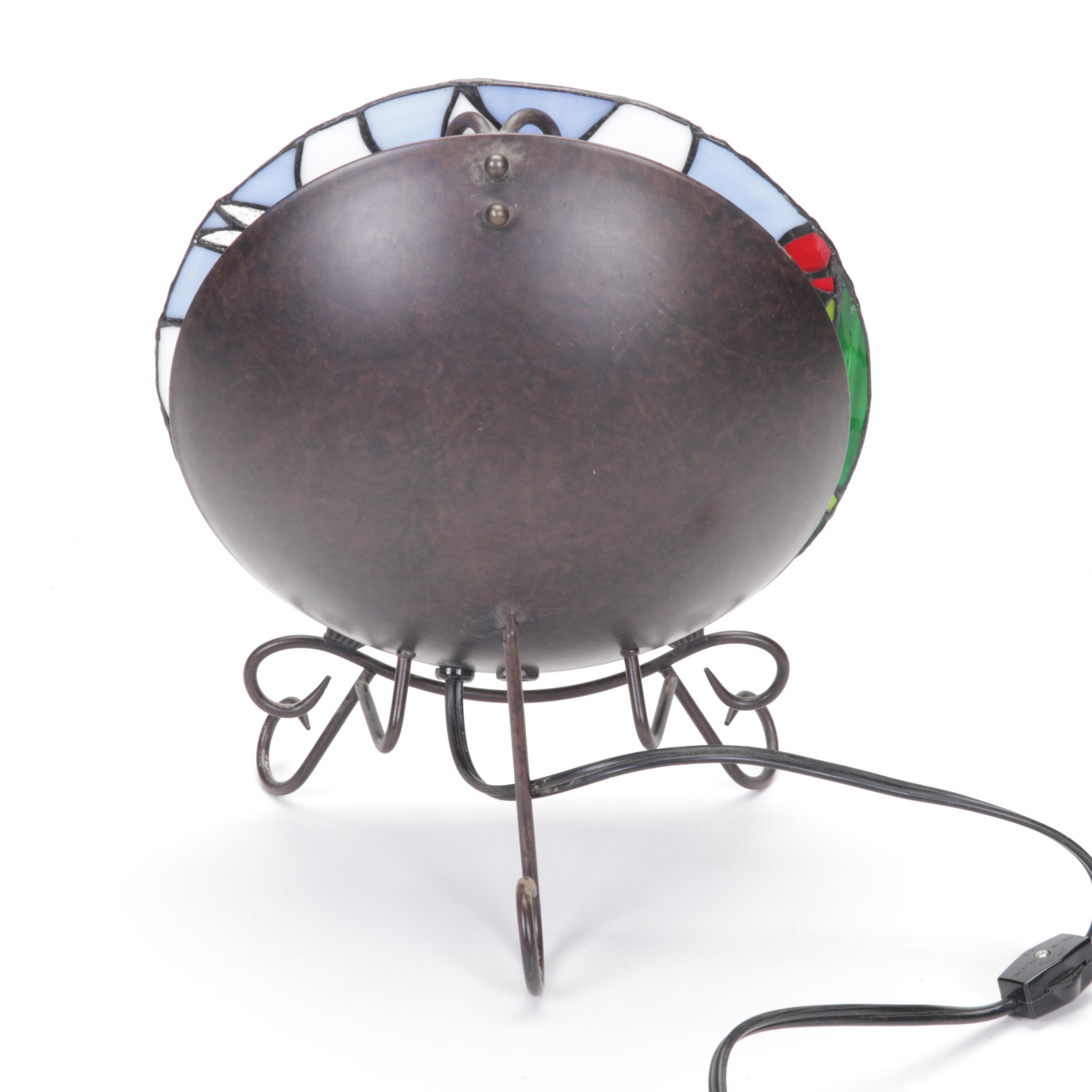 Pair of Dragonfly Slag Glass Tabletop Night Lights EBTH