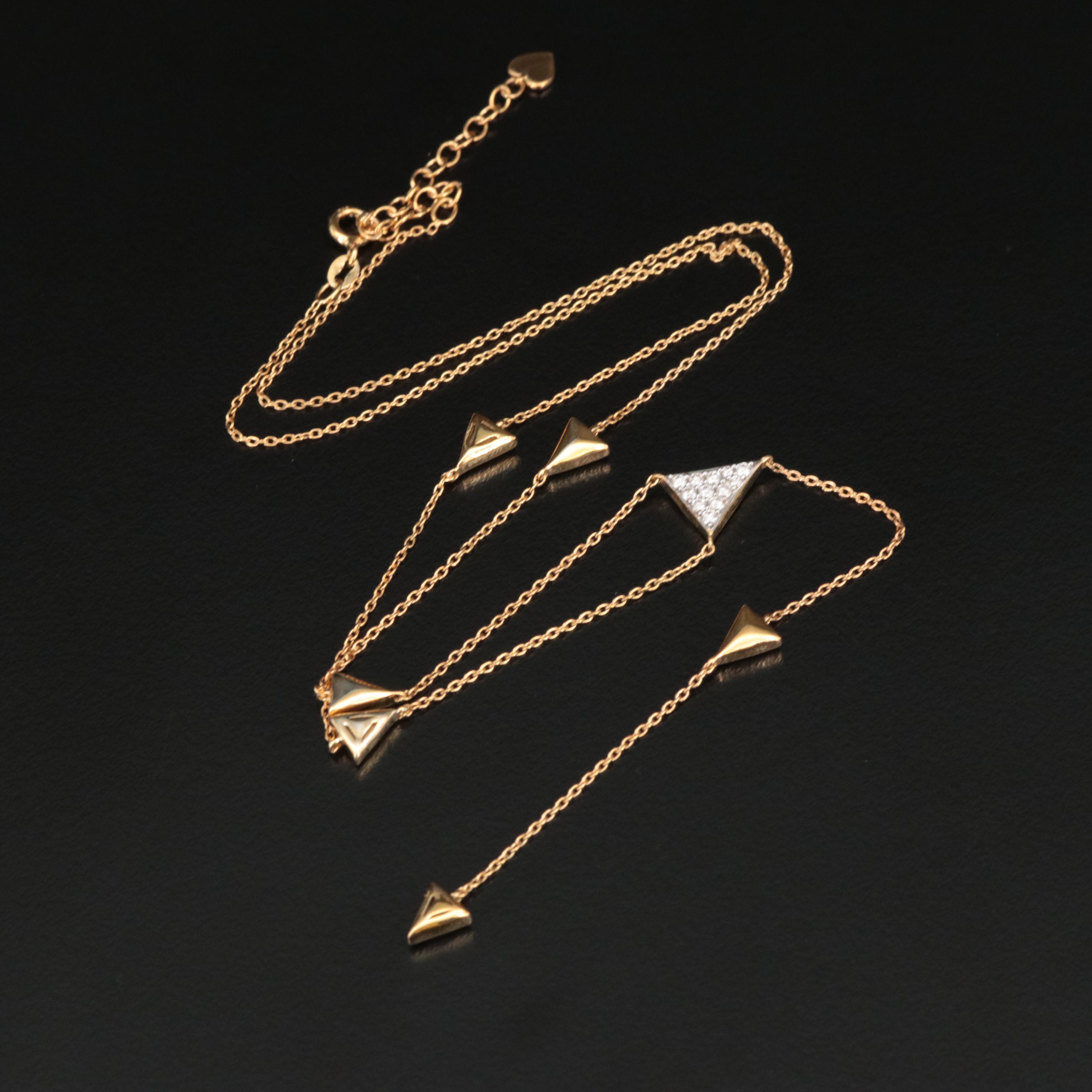 Sterling Diamond Lariat Necklace EBTH