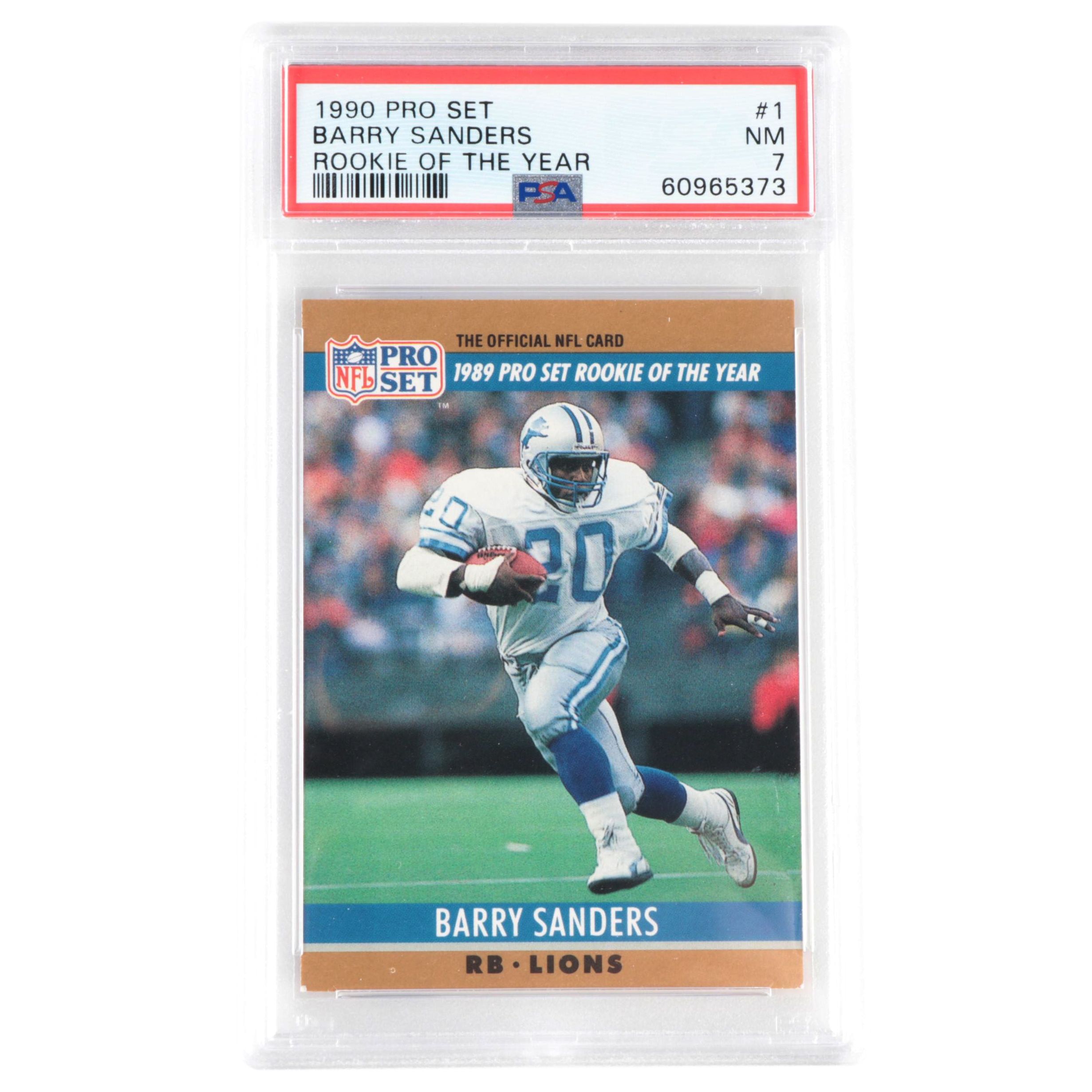 1990 NFL Pro Set Barry Sanders Rookie of the Year 1 PSA 7 NM Football