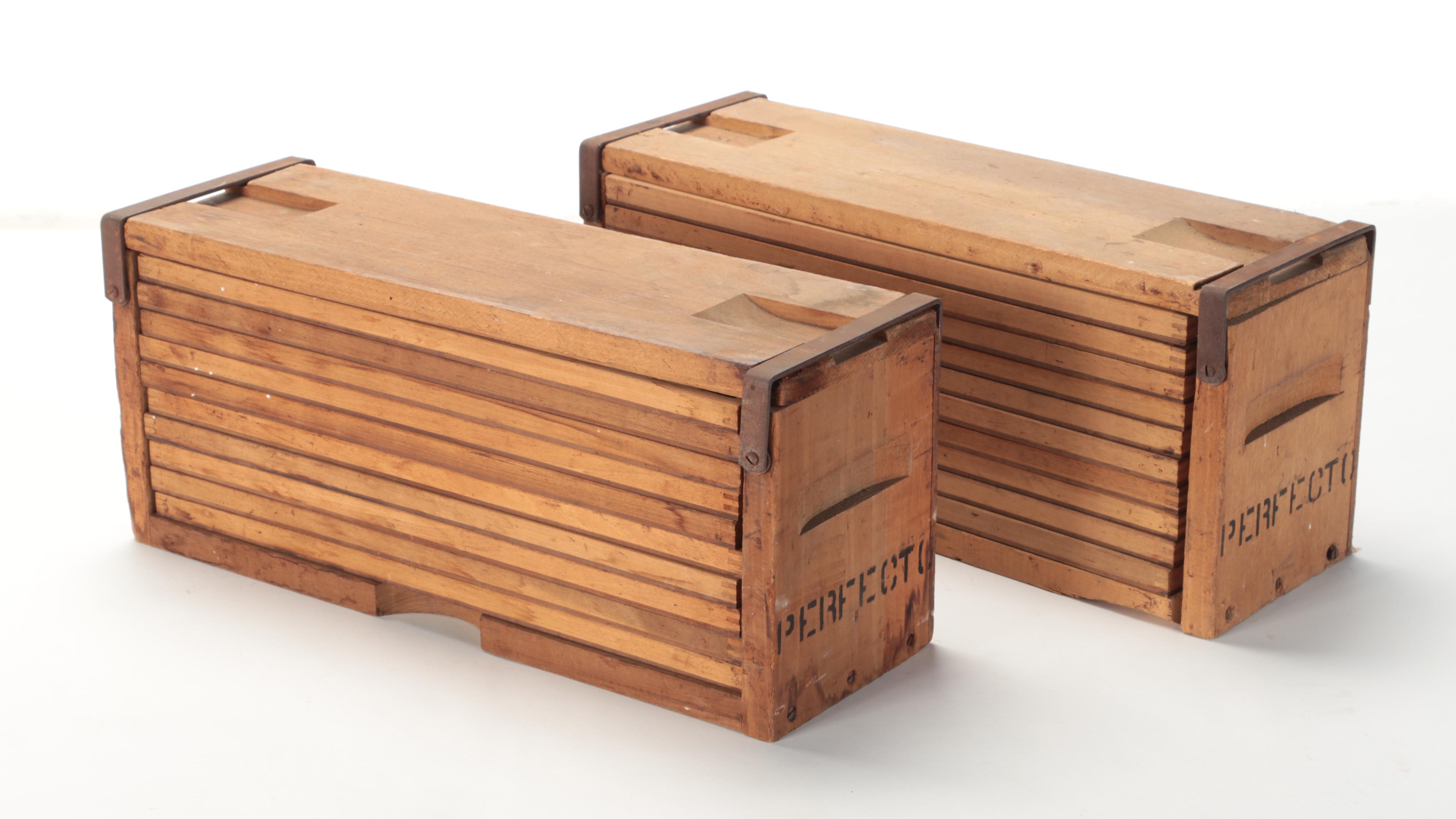 Two Wooden Cigar Drying Boxes, 20th Century EBTH