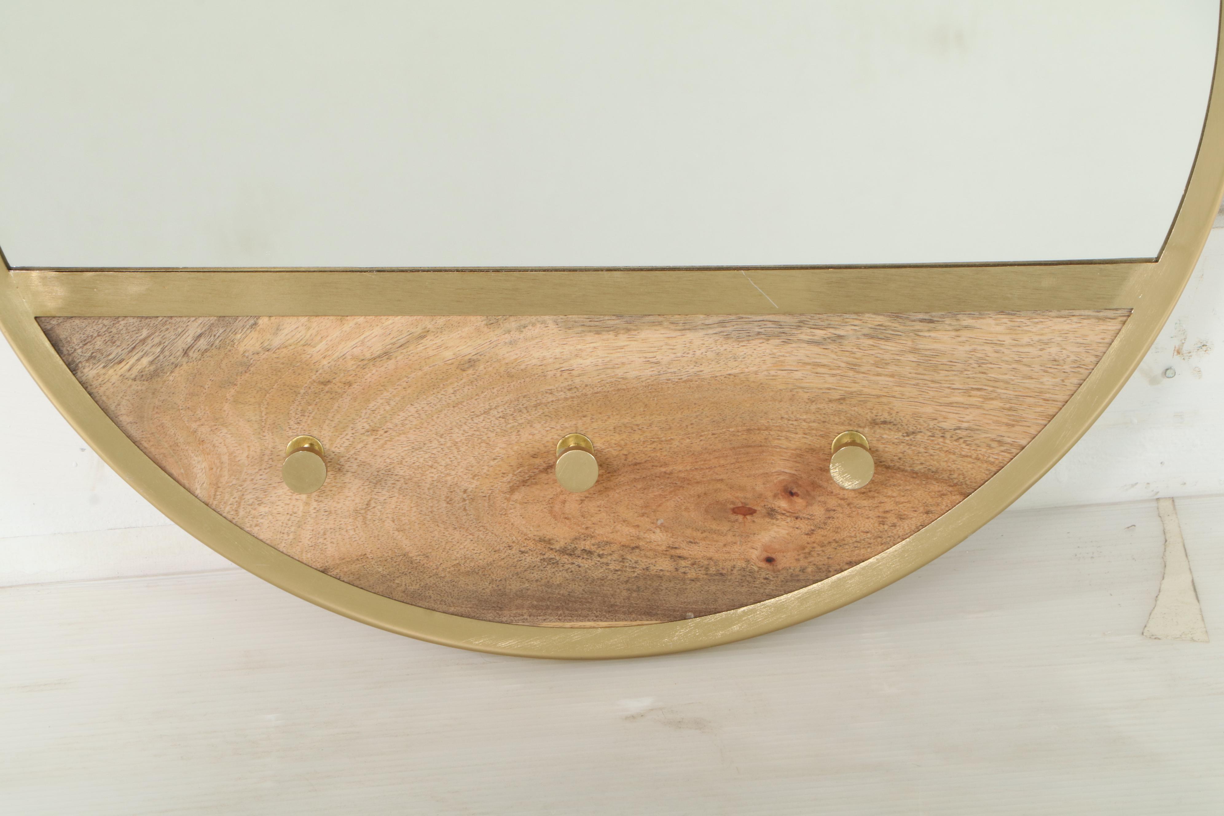 Threshold Round Wall Mirror with Hooks EBTH