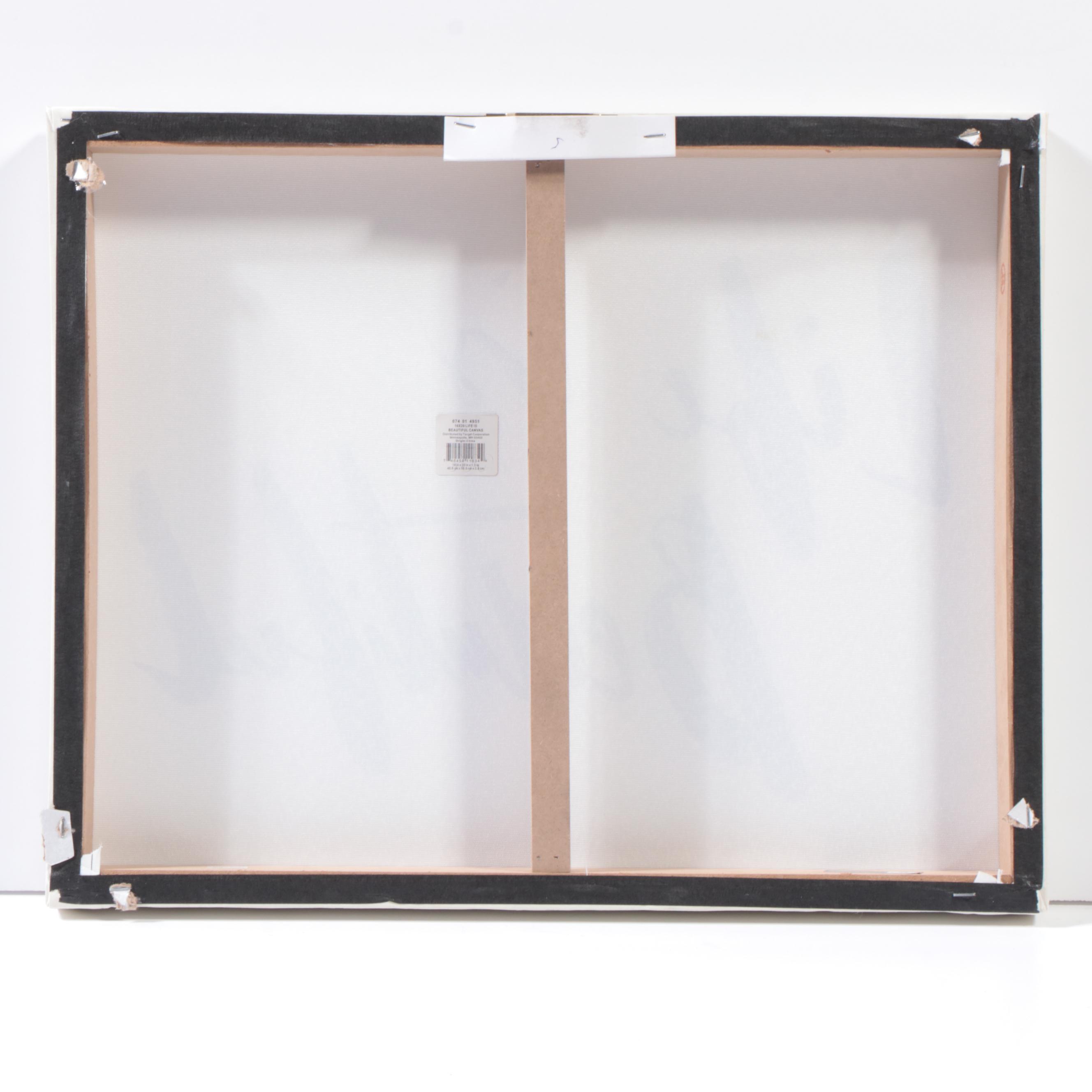 Threshold Routed Wood Wall Shelf with "Life is Beautiful" Print and