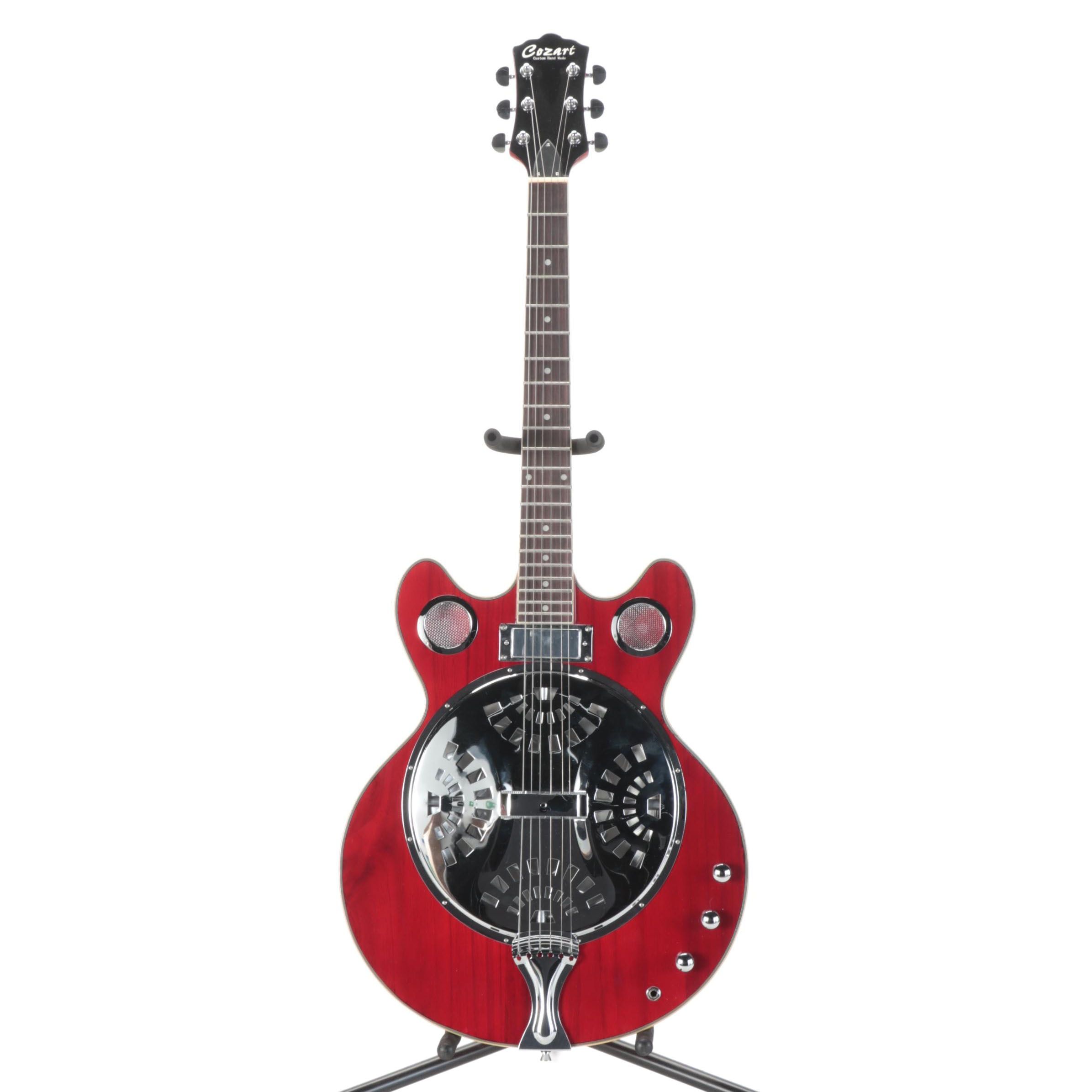 Cozart Cherry Red Finish SixString Electric Resonator Guitar with Case
