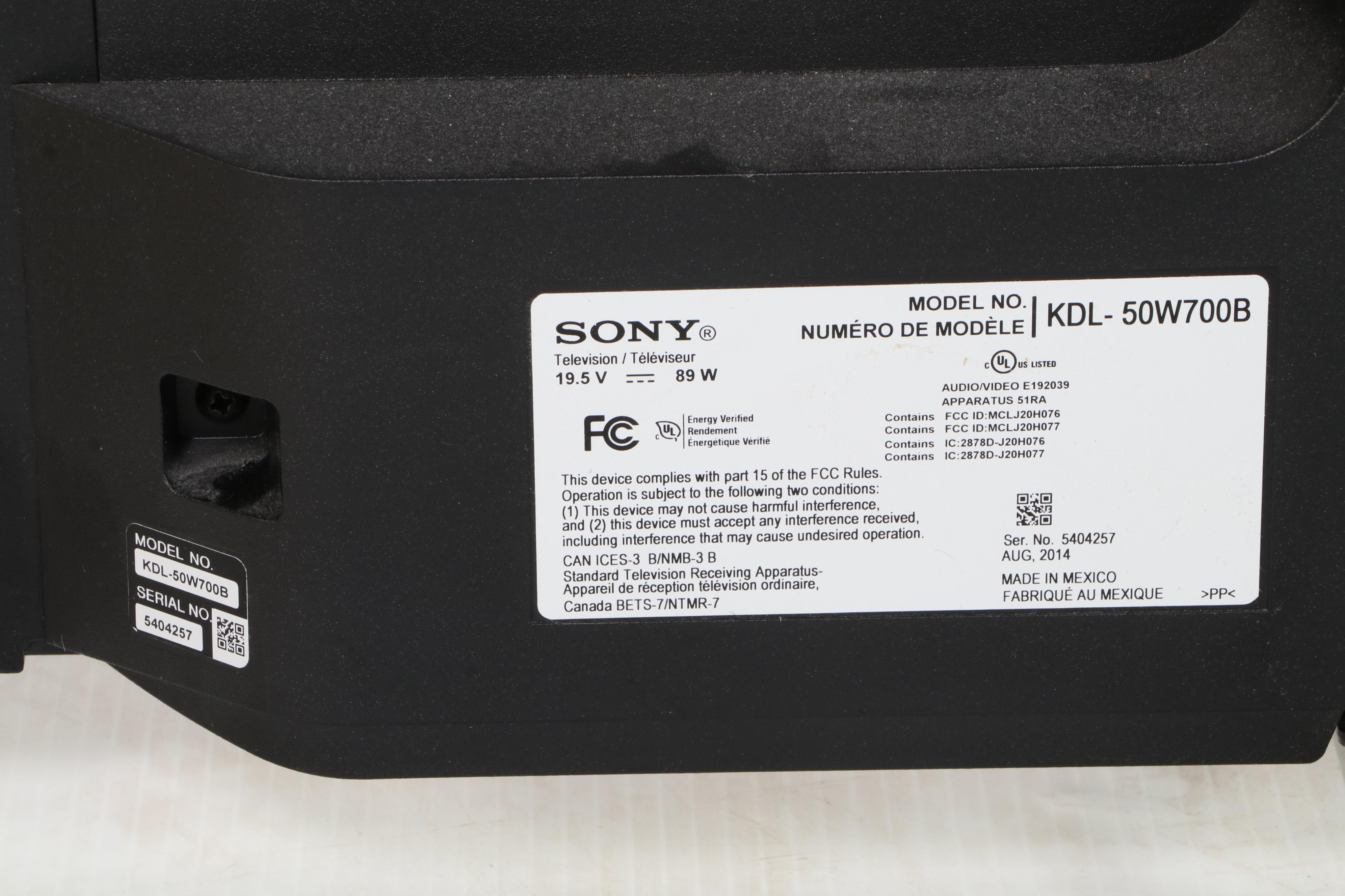 Sony "KDL50W700B" 50" LED 1080P Smart HDTV EBTH