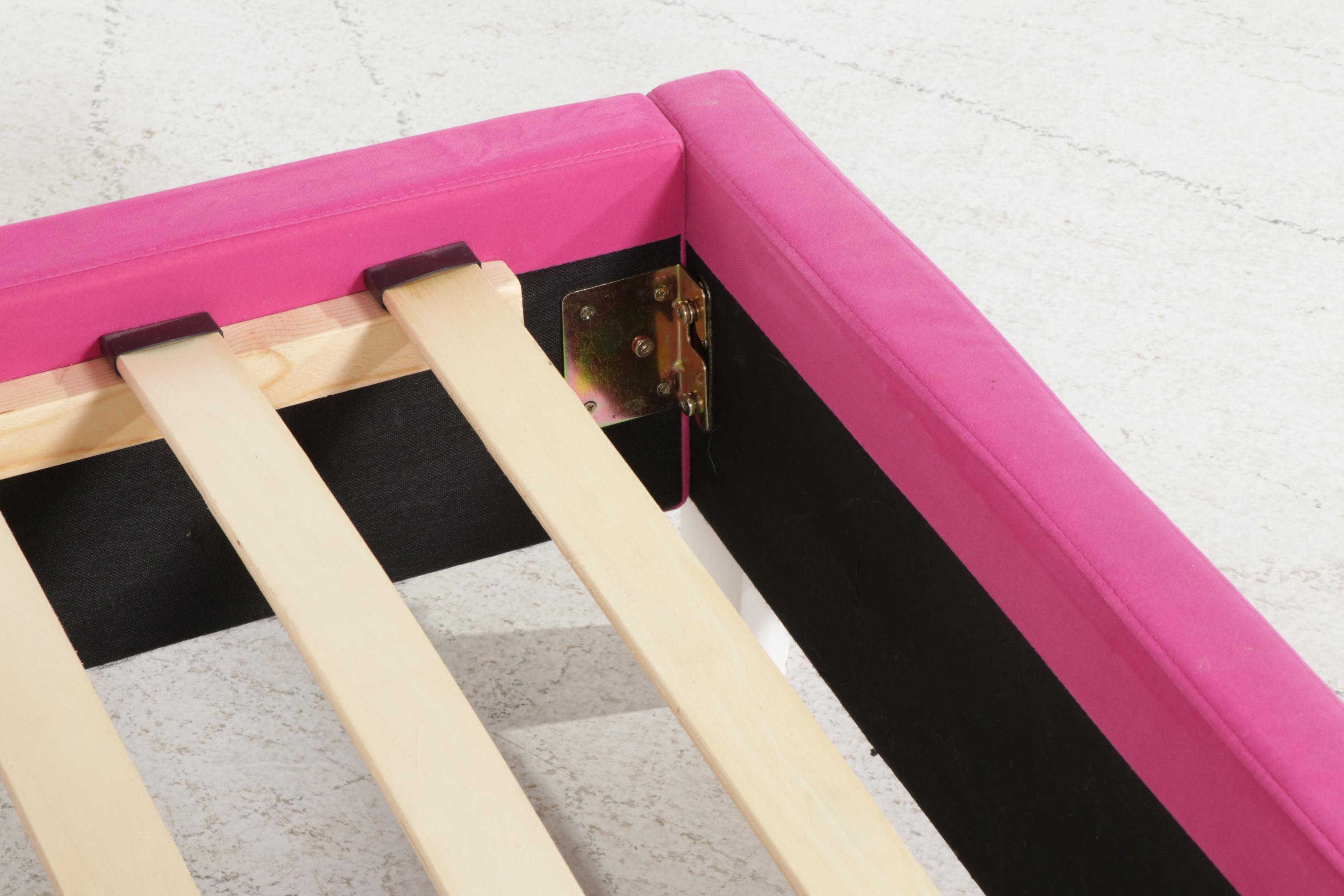 Pink Microfiber Upholstered Queen Size Corner Bed EBTH