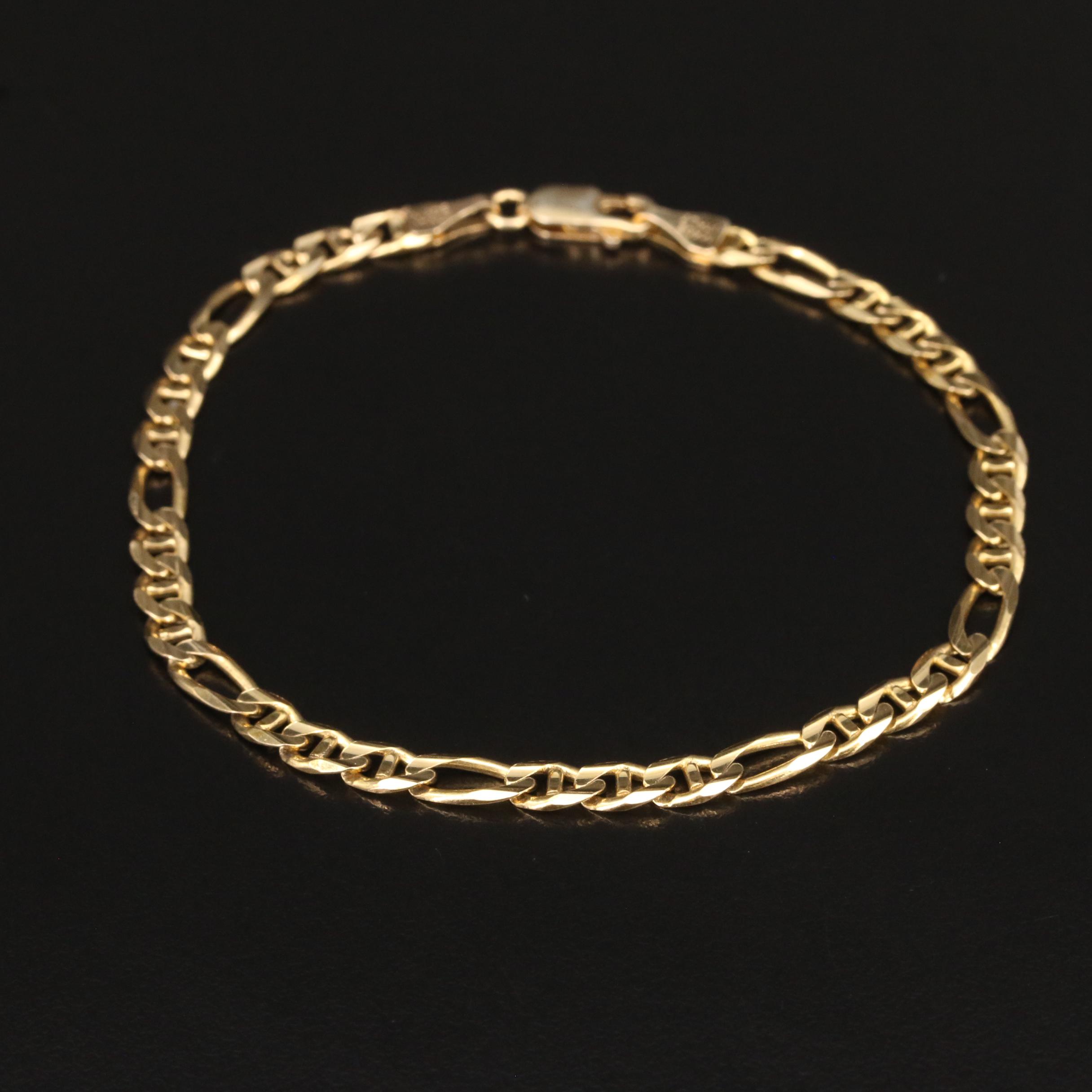 Italian 14K Figaro Chain Bracelet EBTH