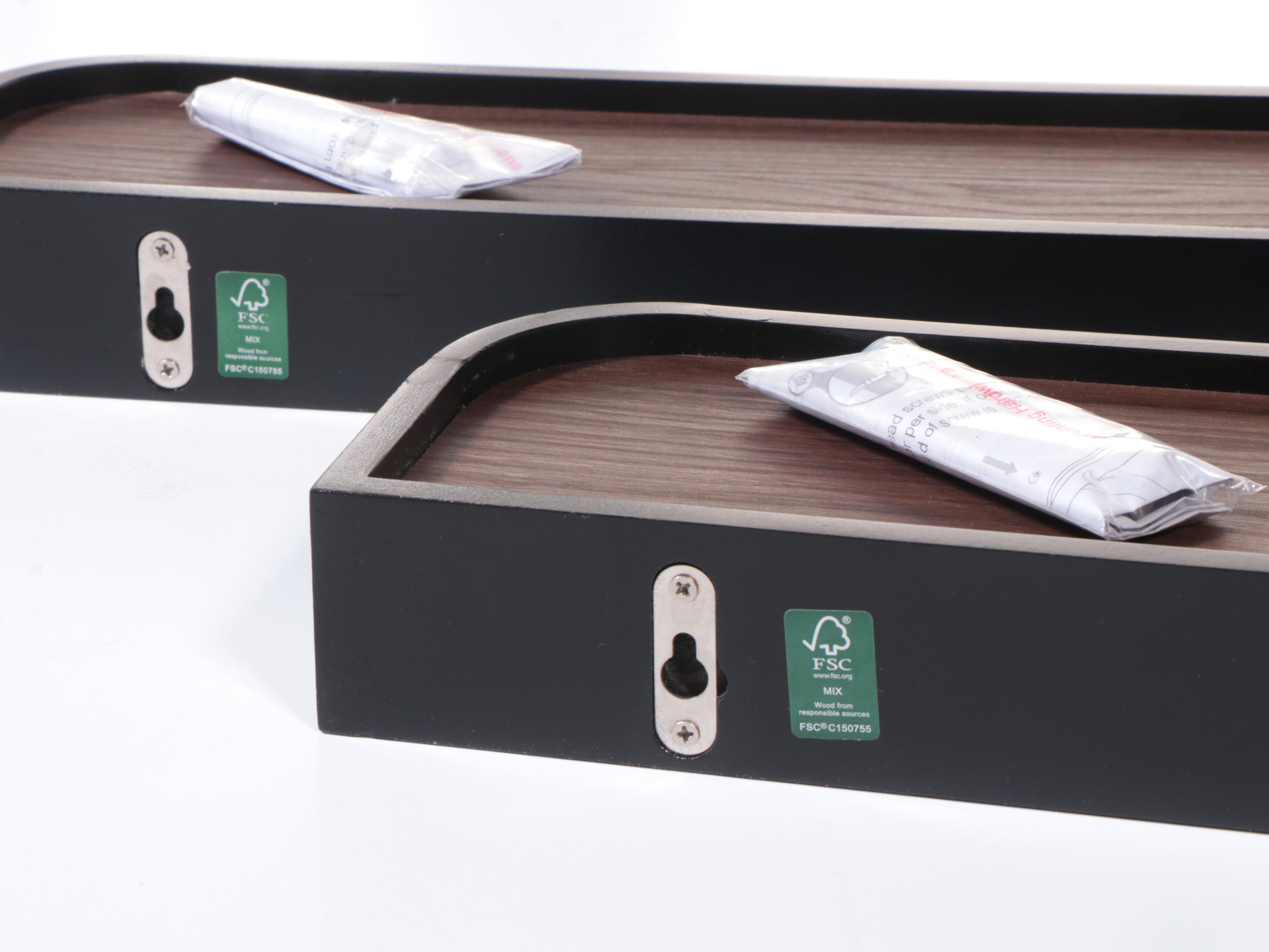 Four Threshold Routed Wood Wall Shelves | EBTH