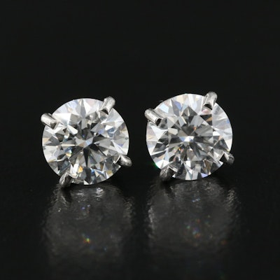 Platinum 3.24 CTW Lab Grown Diamond Stud Earrings with IGI Reports