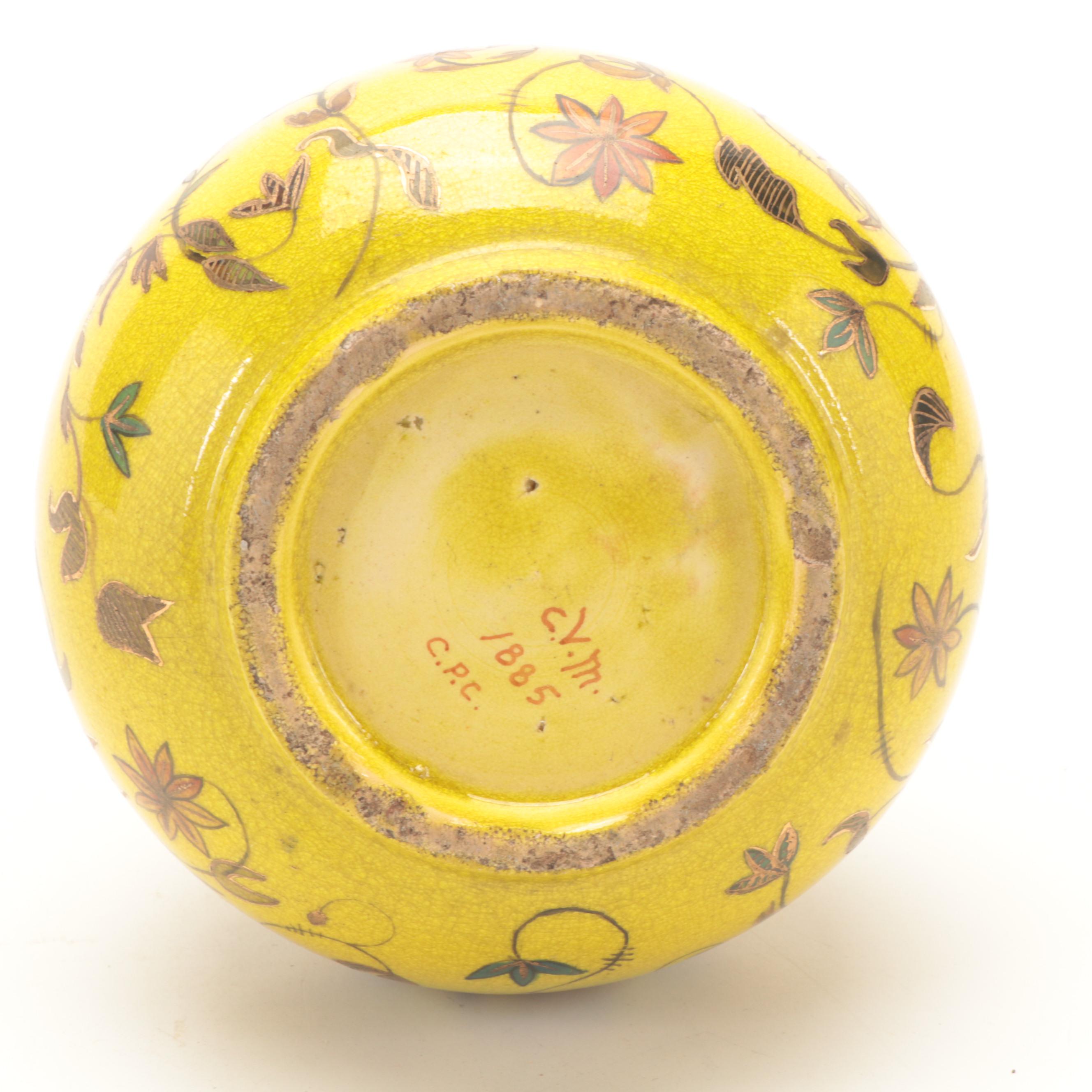 Cincinnati Pottery Club HandPainted Ceramic Bottle Vase, 1885 EBTH