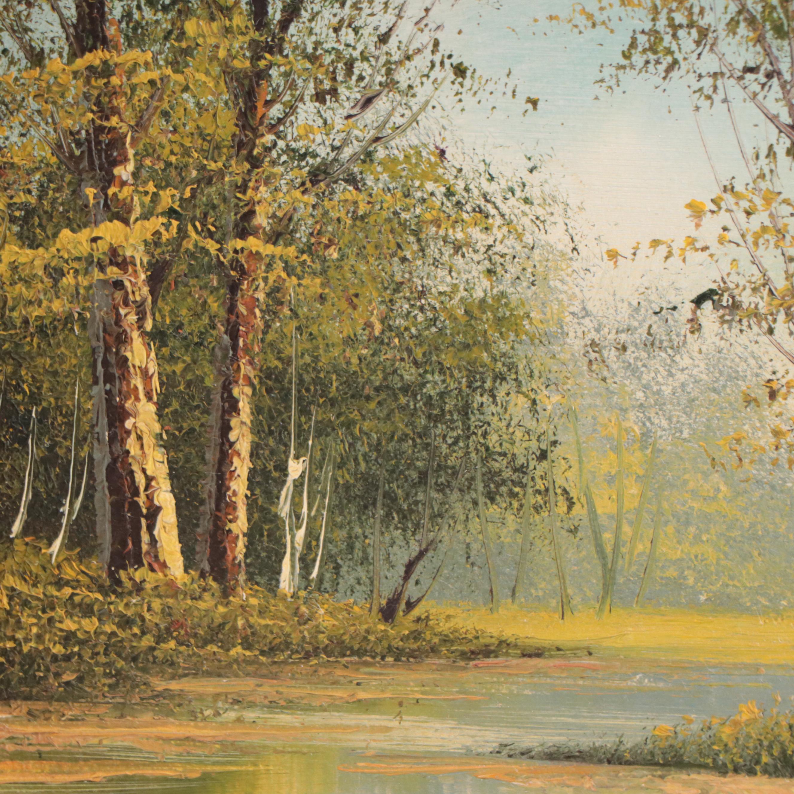 Phillip Cantrell Oil Painting of Forest Scene | EBTH