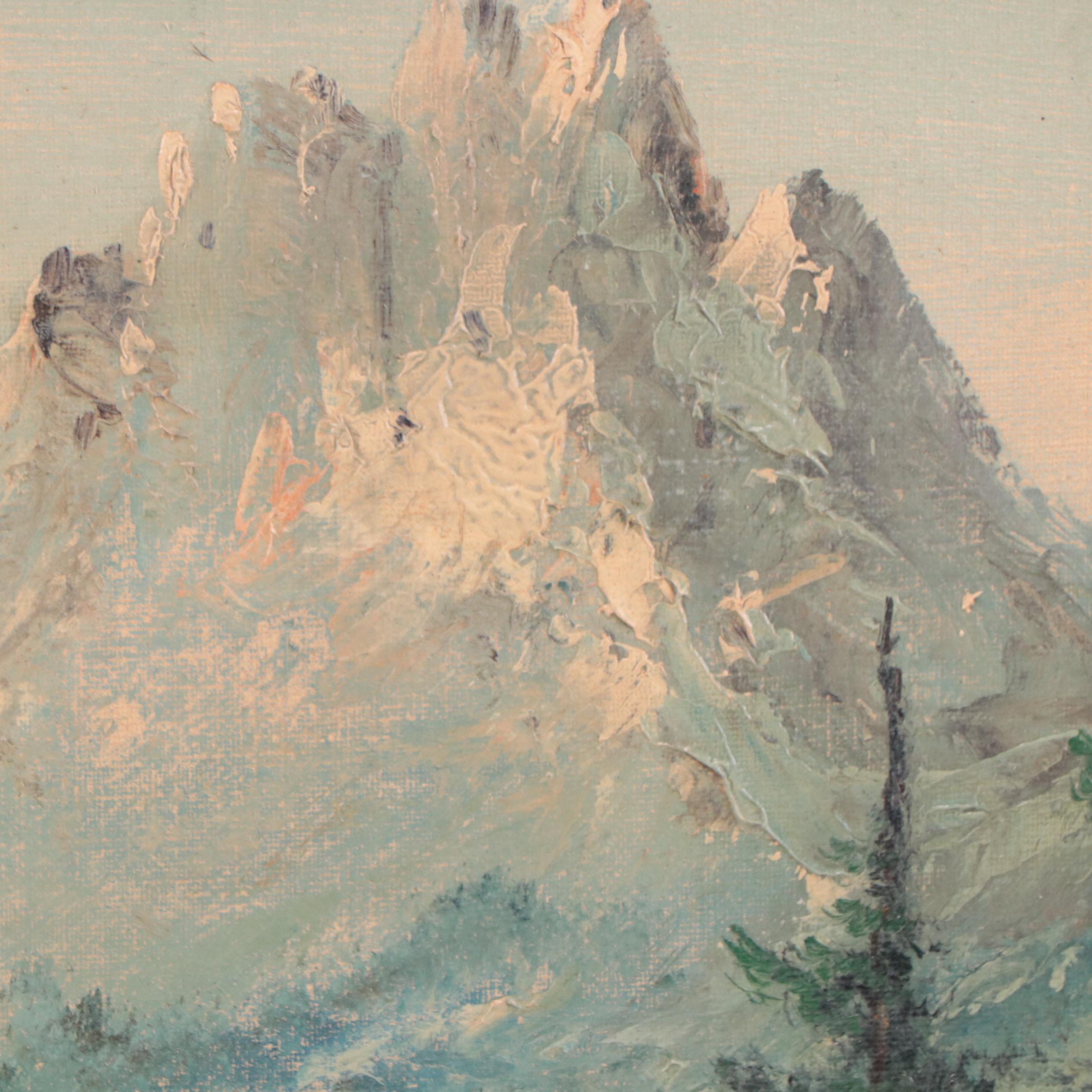 Oil Painting of Alpine Landscape | EBTH