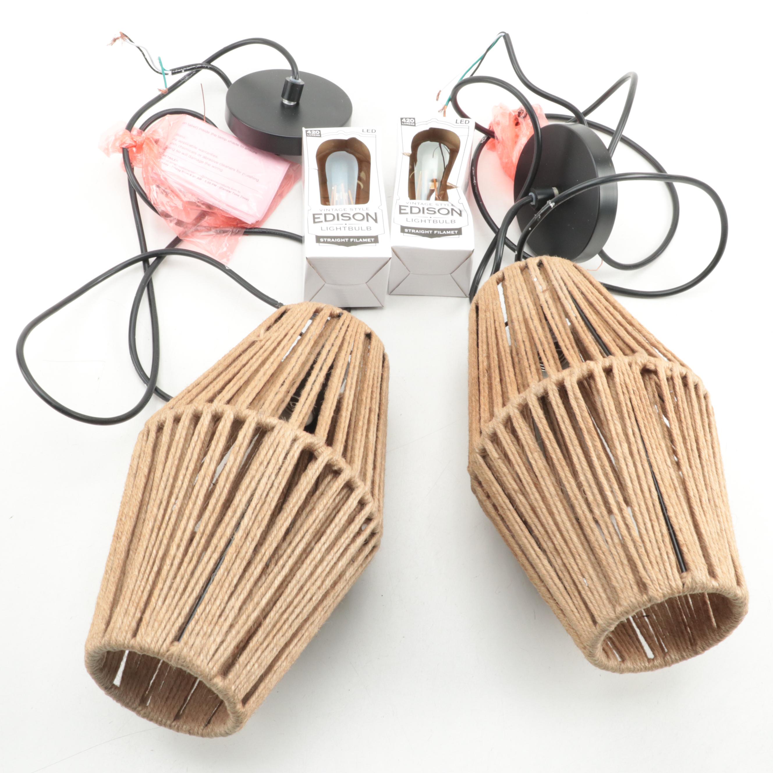 Silverwood "Christian" Coastal Style Rope Pendant Lights EBTH