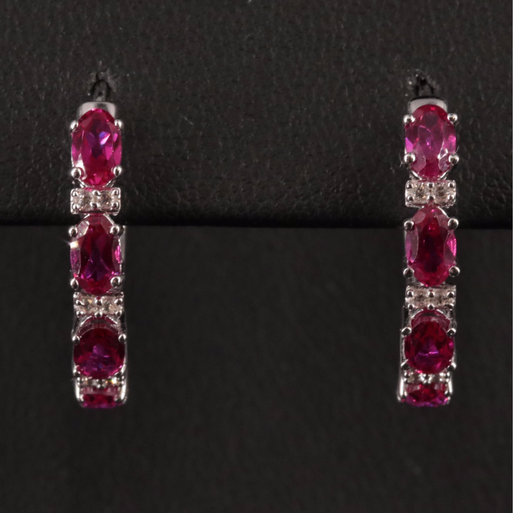 Sterling Silver Ruby and Sapphire Earrings EBTH