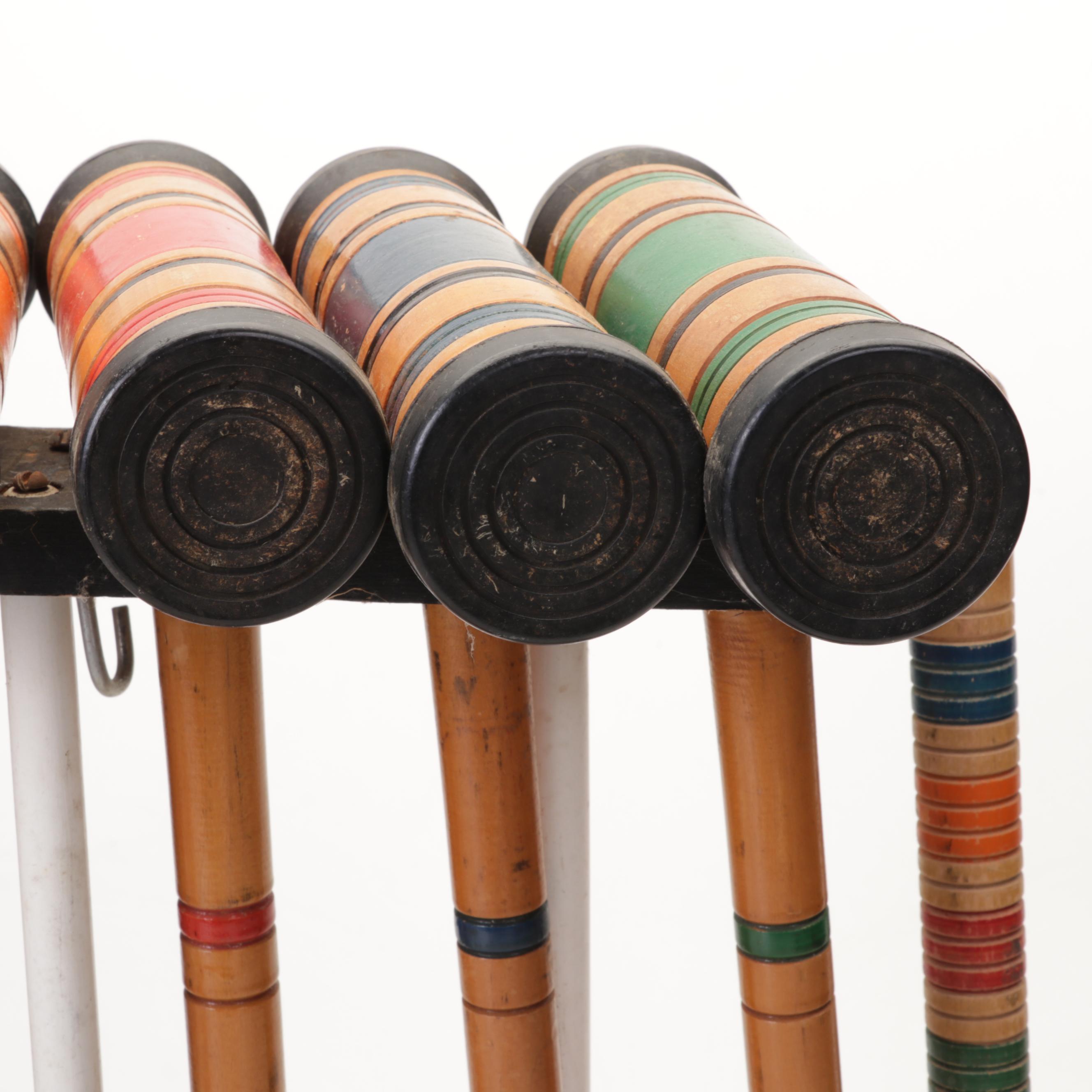 Wooden Croquet Set with Storage Cart, Mid to Late 20th Century | EBTH
