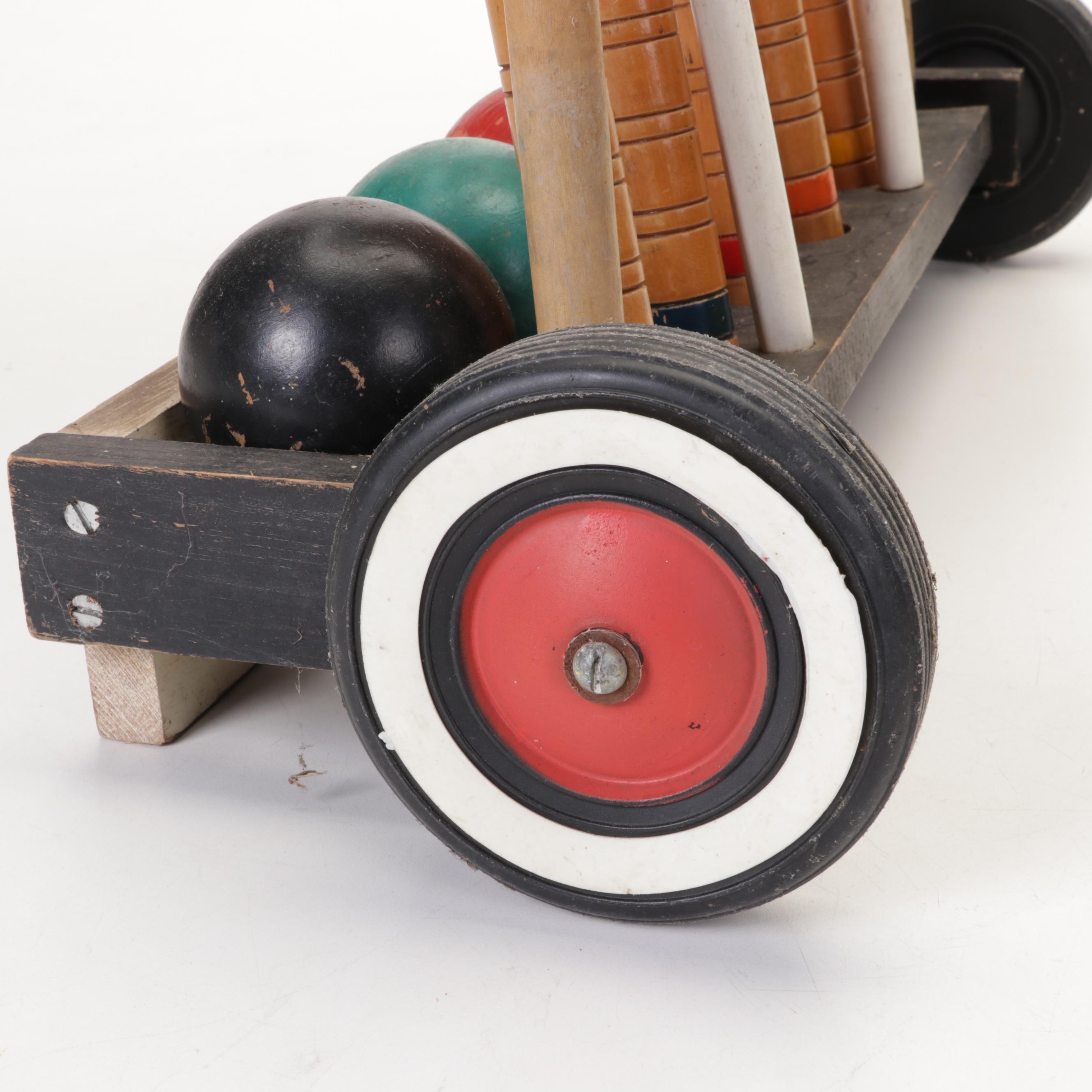 Wooden Croquet Set with Storage Cart, Mid to Late 20th Century EBTH