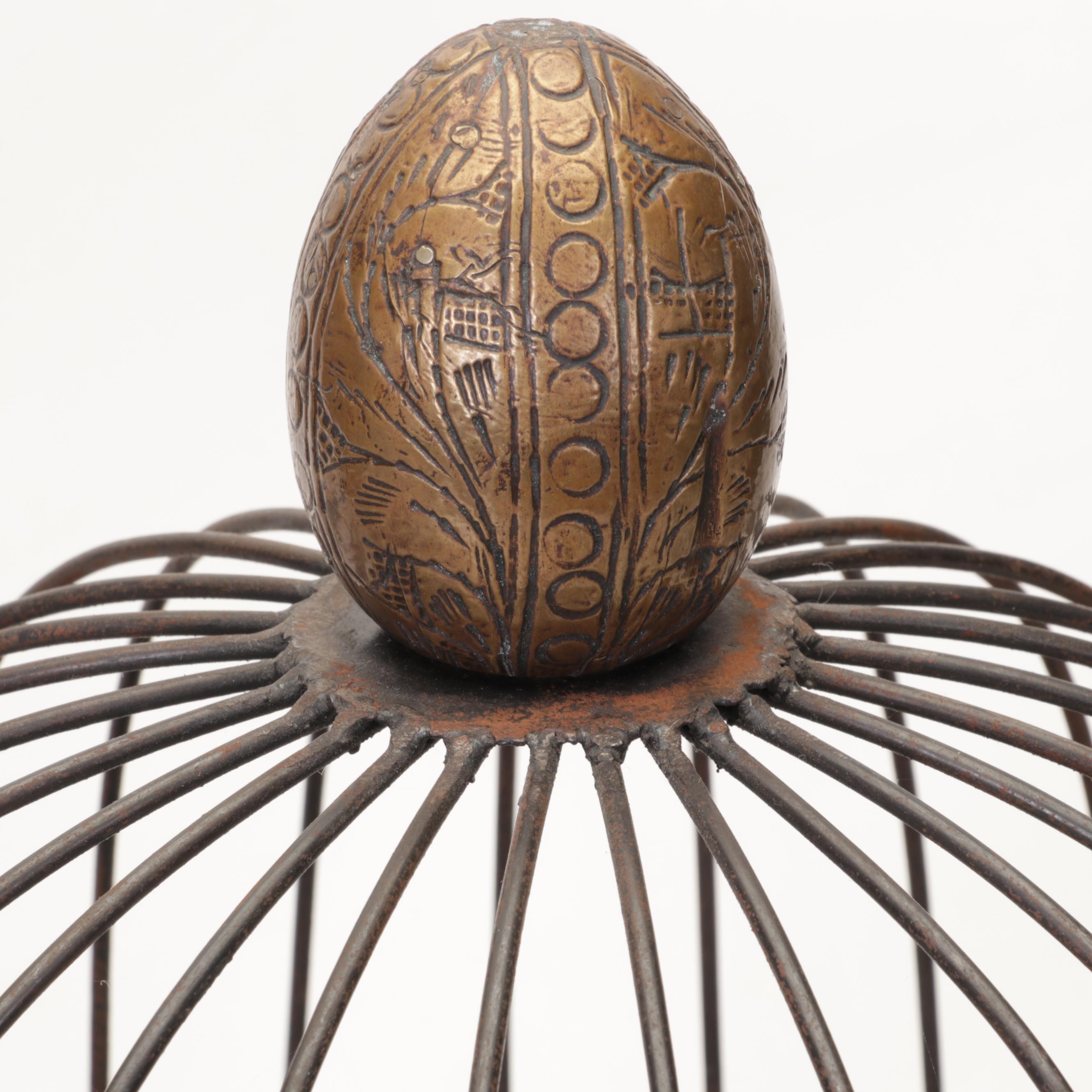 Distressed Pedestal Table With Decorative Bird Cage and More EBTH