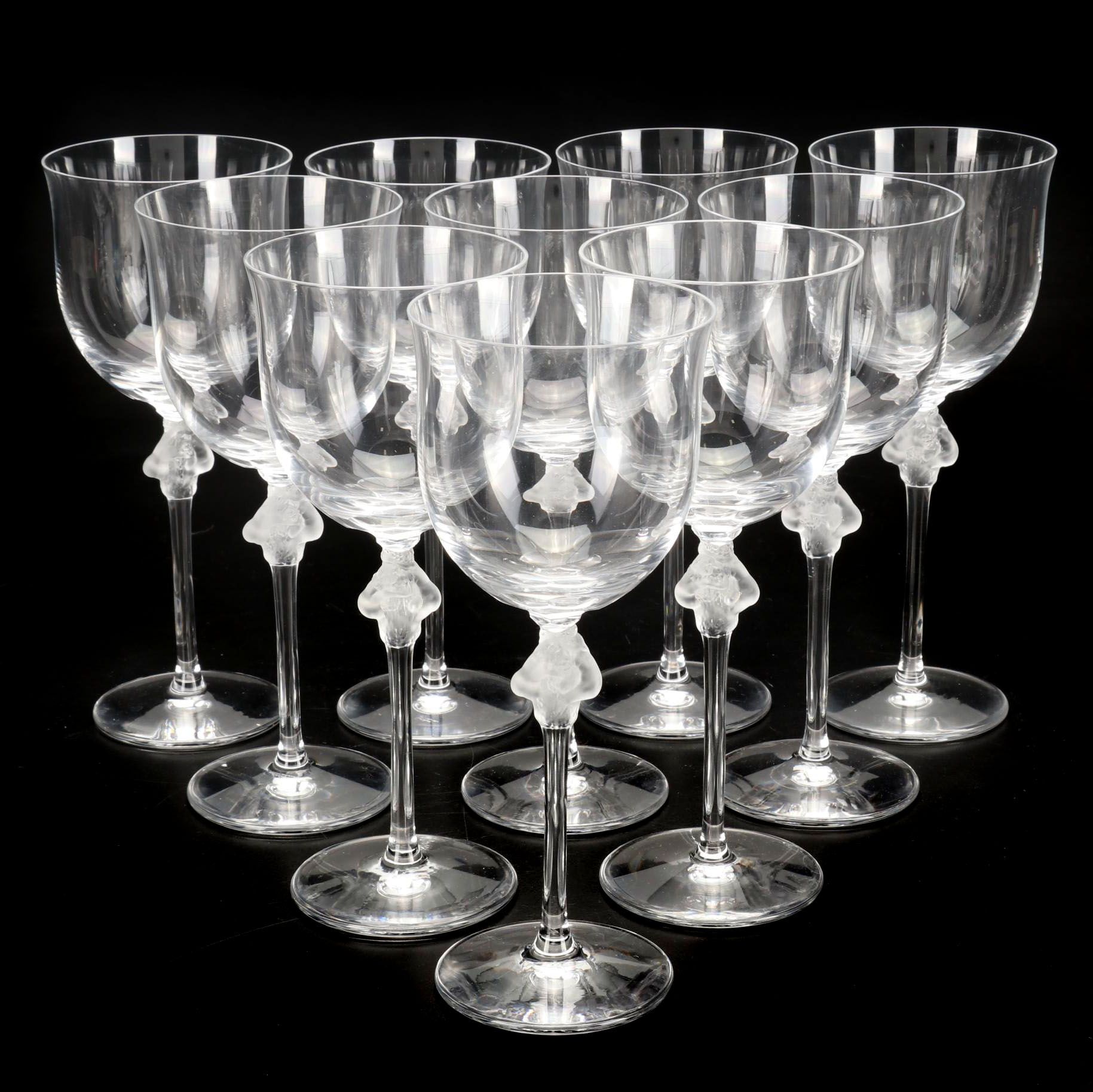 Lalique "Roxane" Burgundy Wine Glasses EBTH