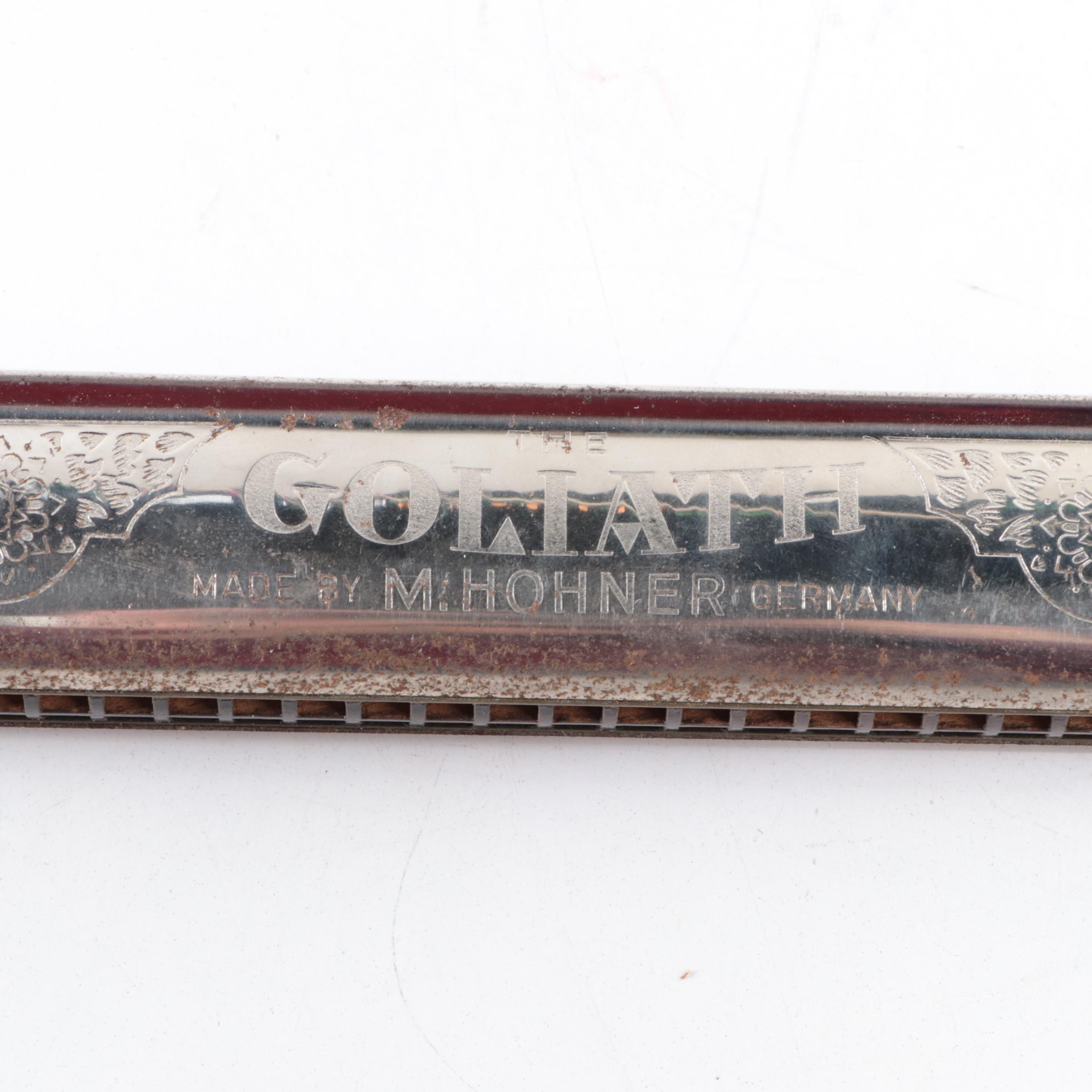 German M. Hohner "The Goliath" Metal Harmonica, Early 20th Century EBTH