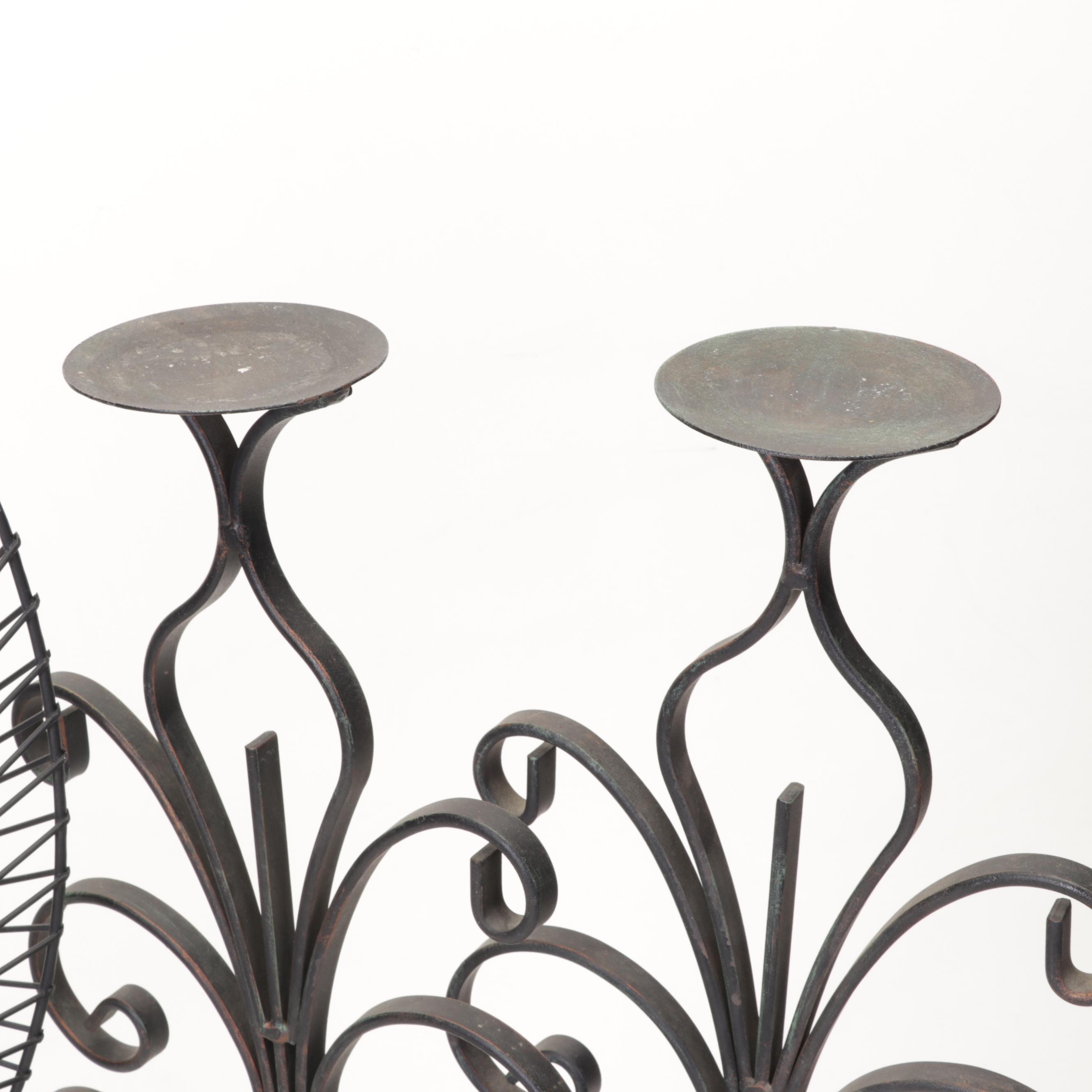 Cast Iron and Metal Candle Holders and Sculpture EBTH