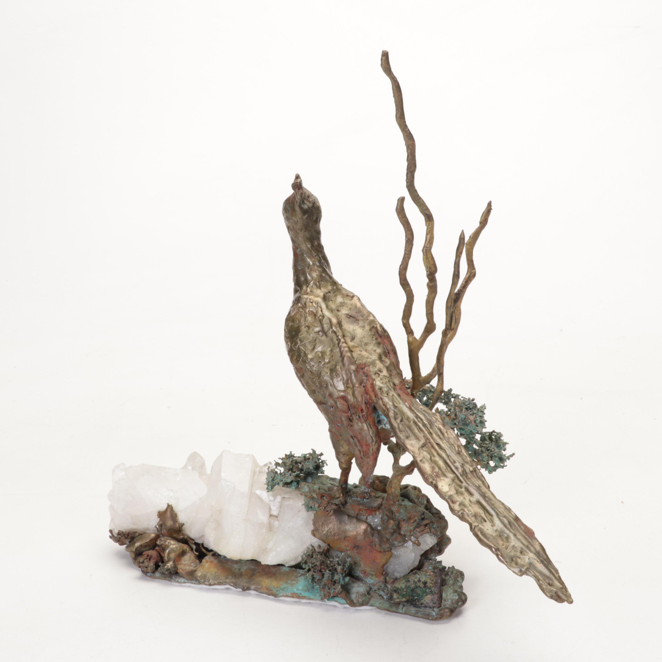 Bronze and Quartz Roadrunner Sculpture, Circa 1970 EBTH
