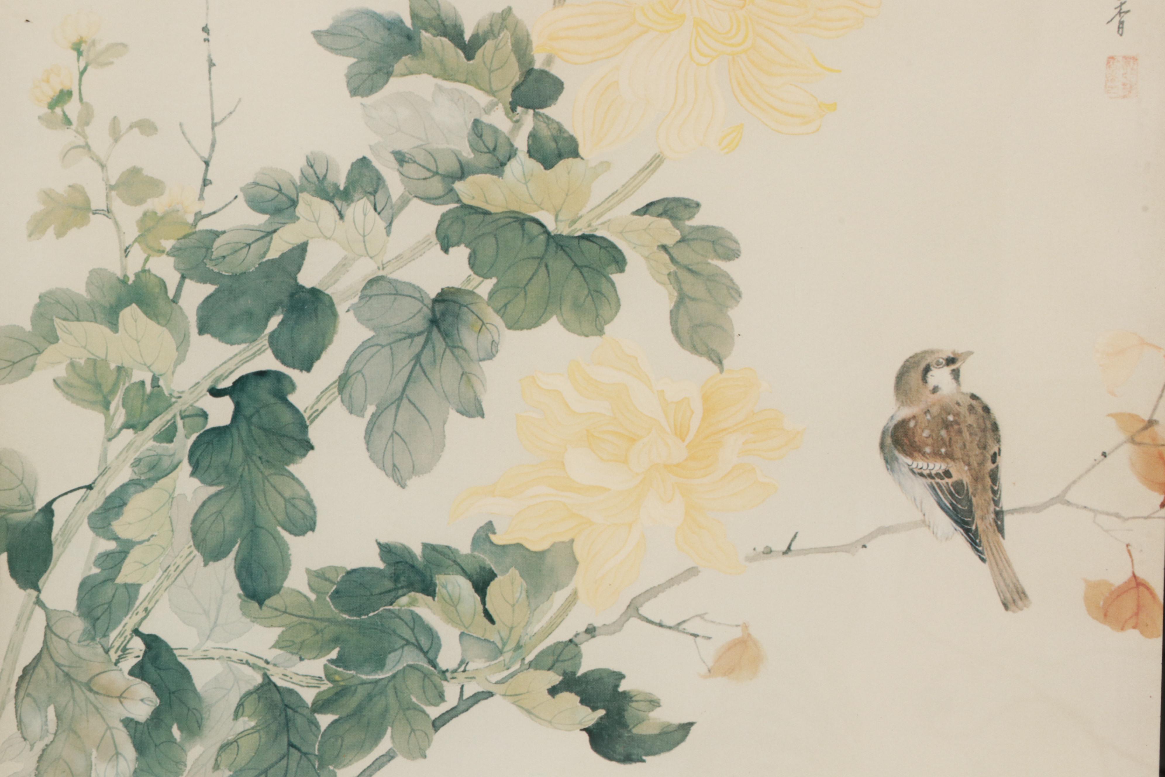 Offset Lithographs After Lee Tong Shiang Chang of Birds on Branches
