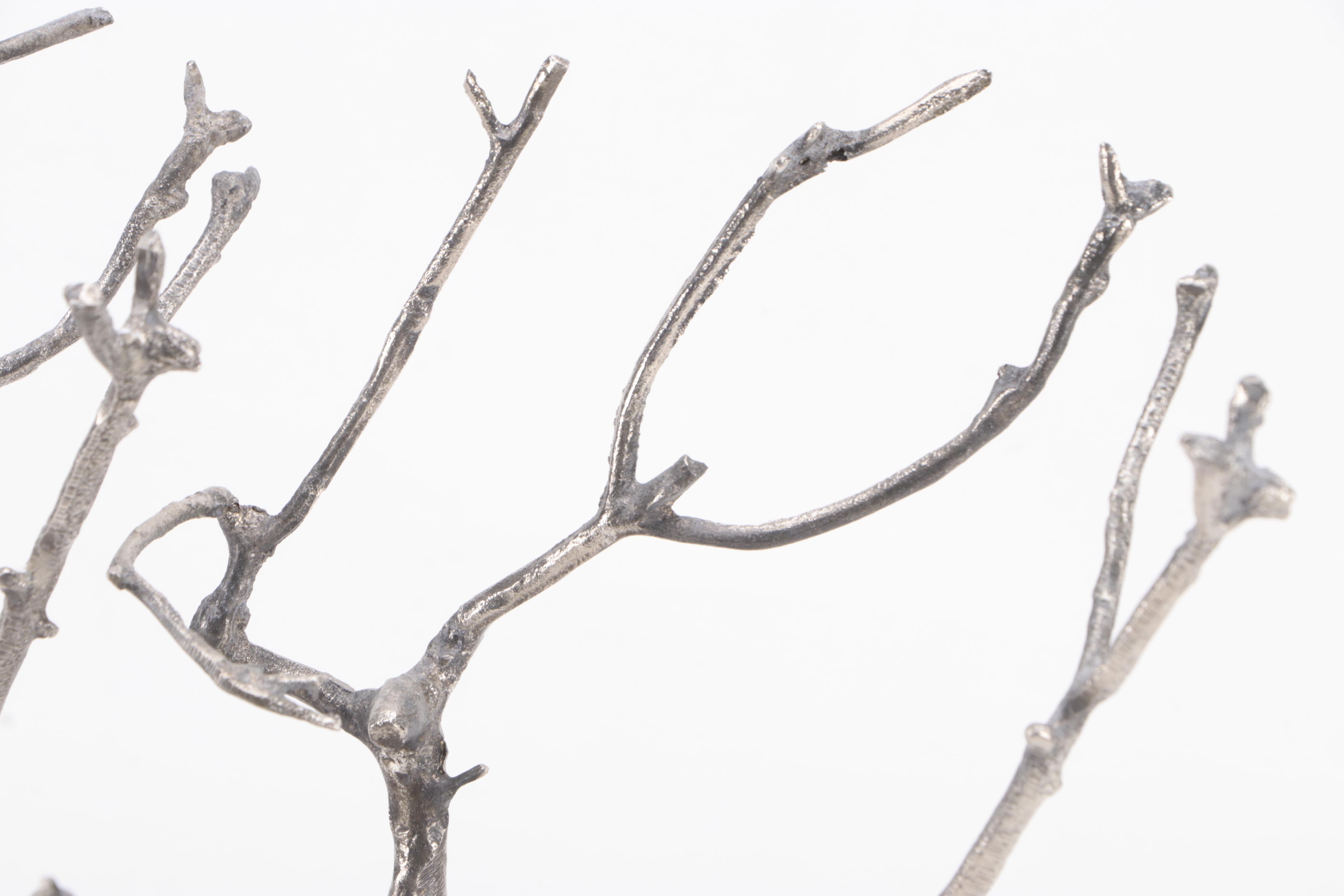 Pair of Roost Cast Aluminum Birch Tree Candlesticks with Wood Bases EBTH