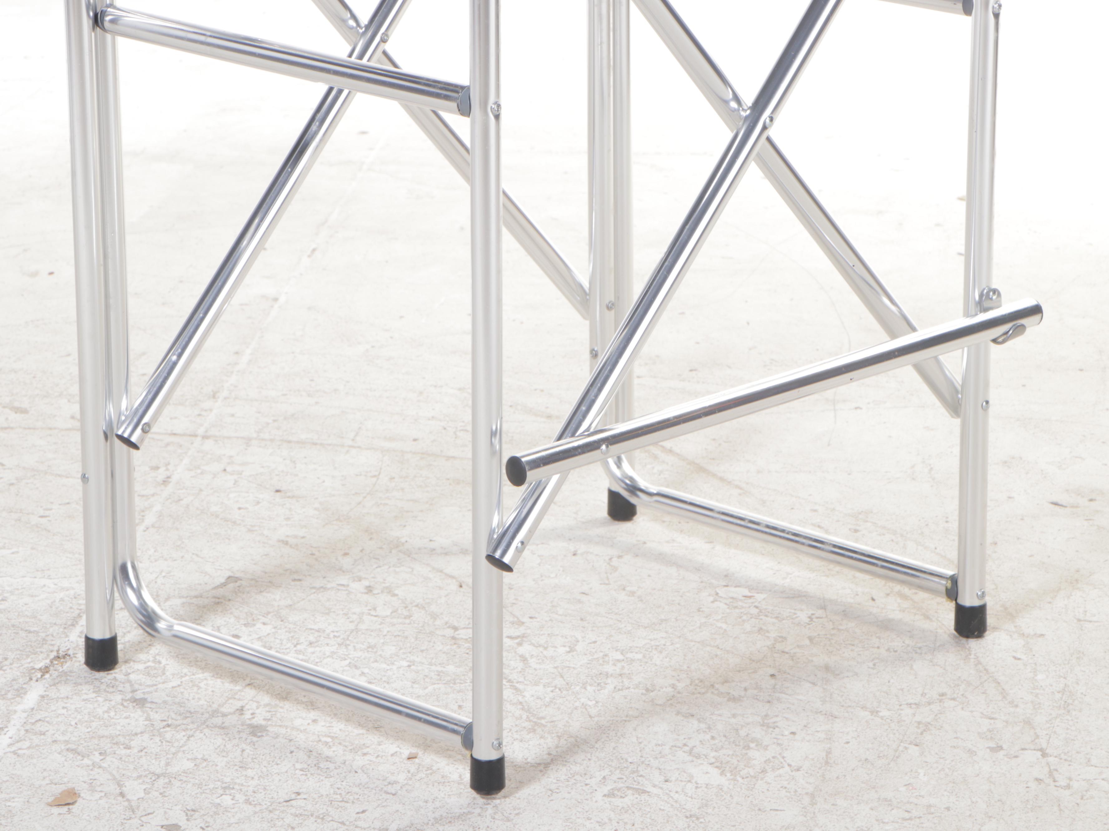 Four Hayneedle Aluminum Framed Tall Director's Chairs in Black Fabric