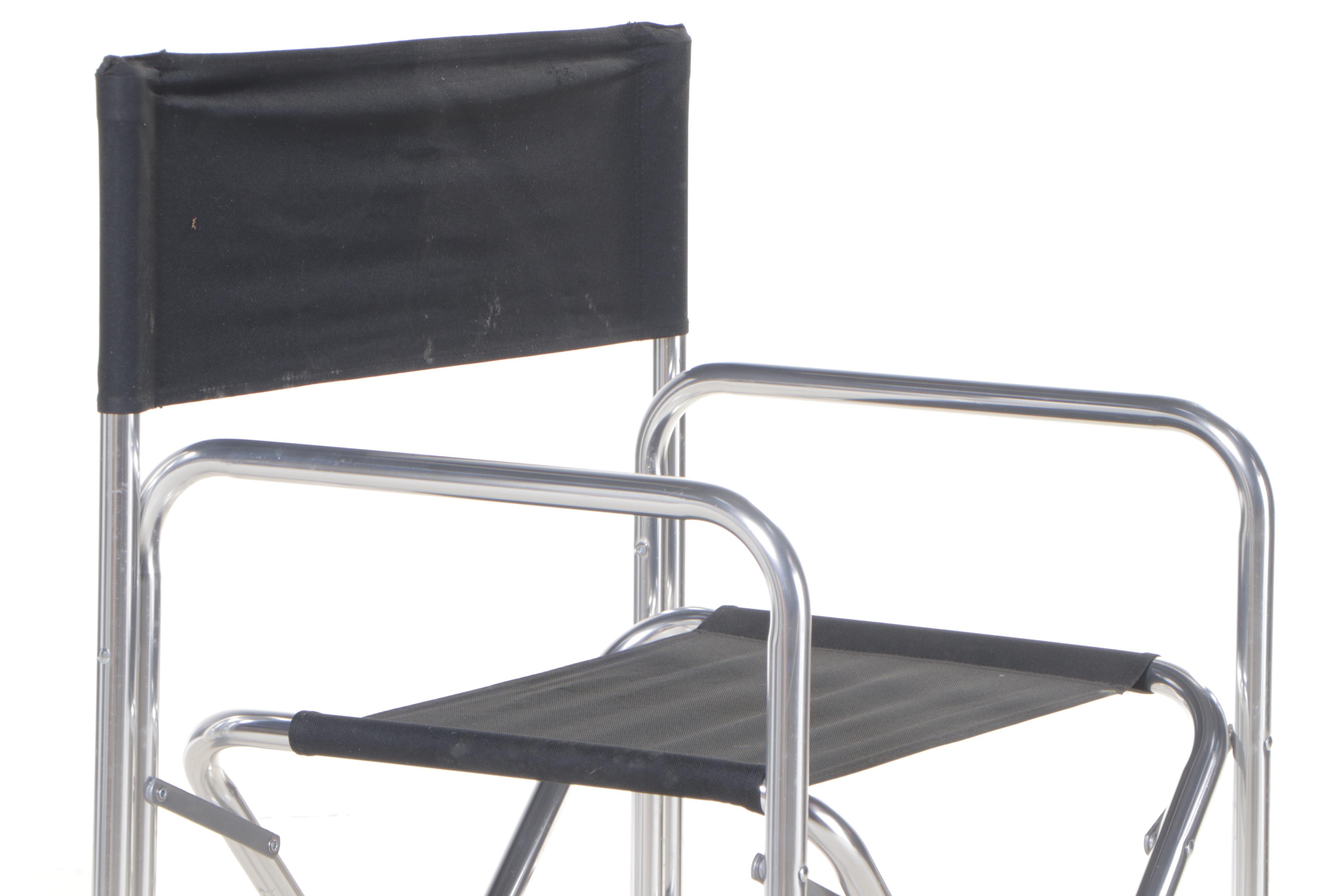 Four Hayneedle Aluminum Framed Tall Director's Chairs in Black Fabric