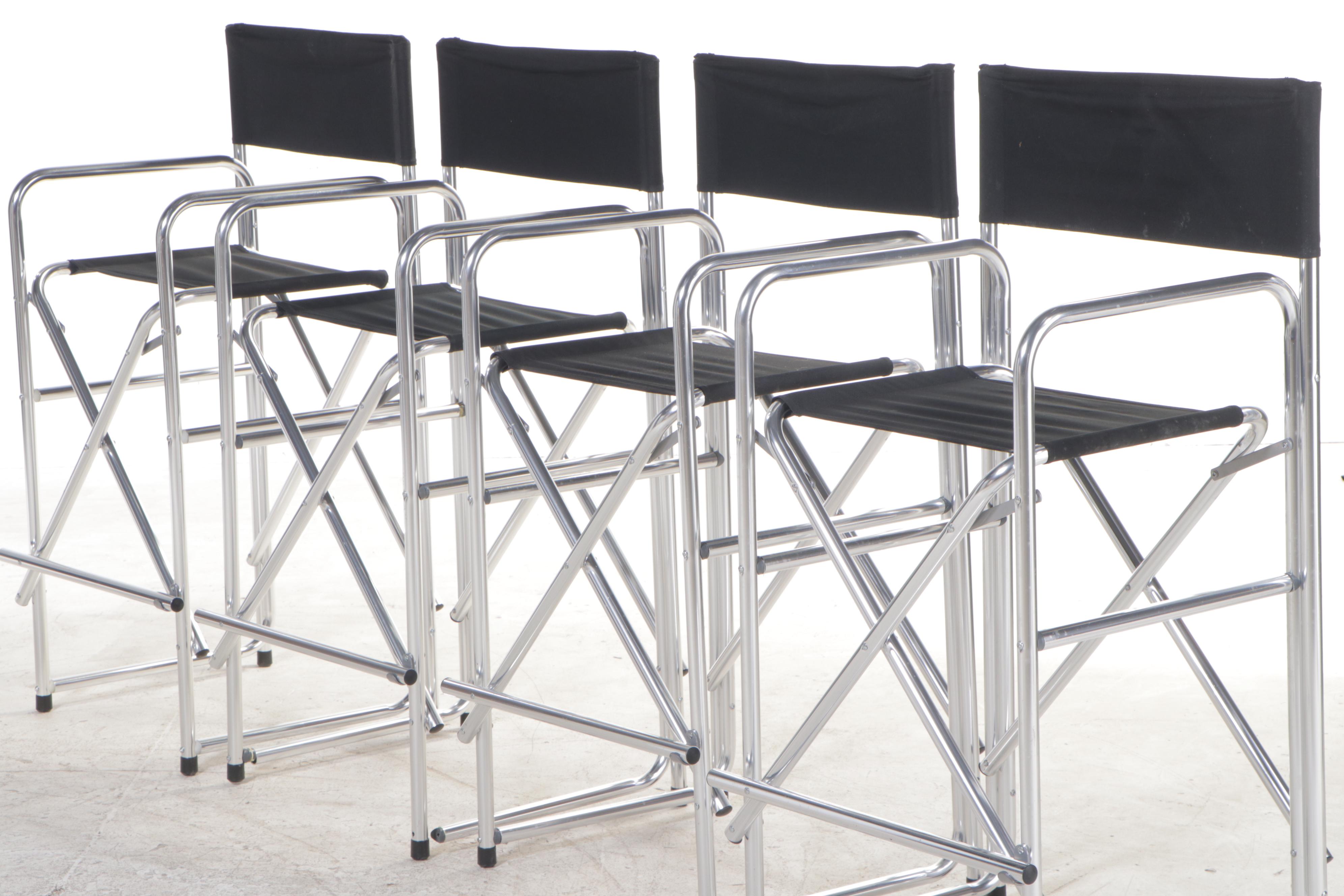 Four Hayneedle Tall Director's Chairs in Aluminum with Black Fabric EBTH