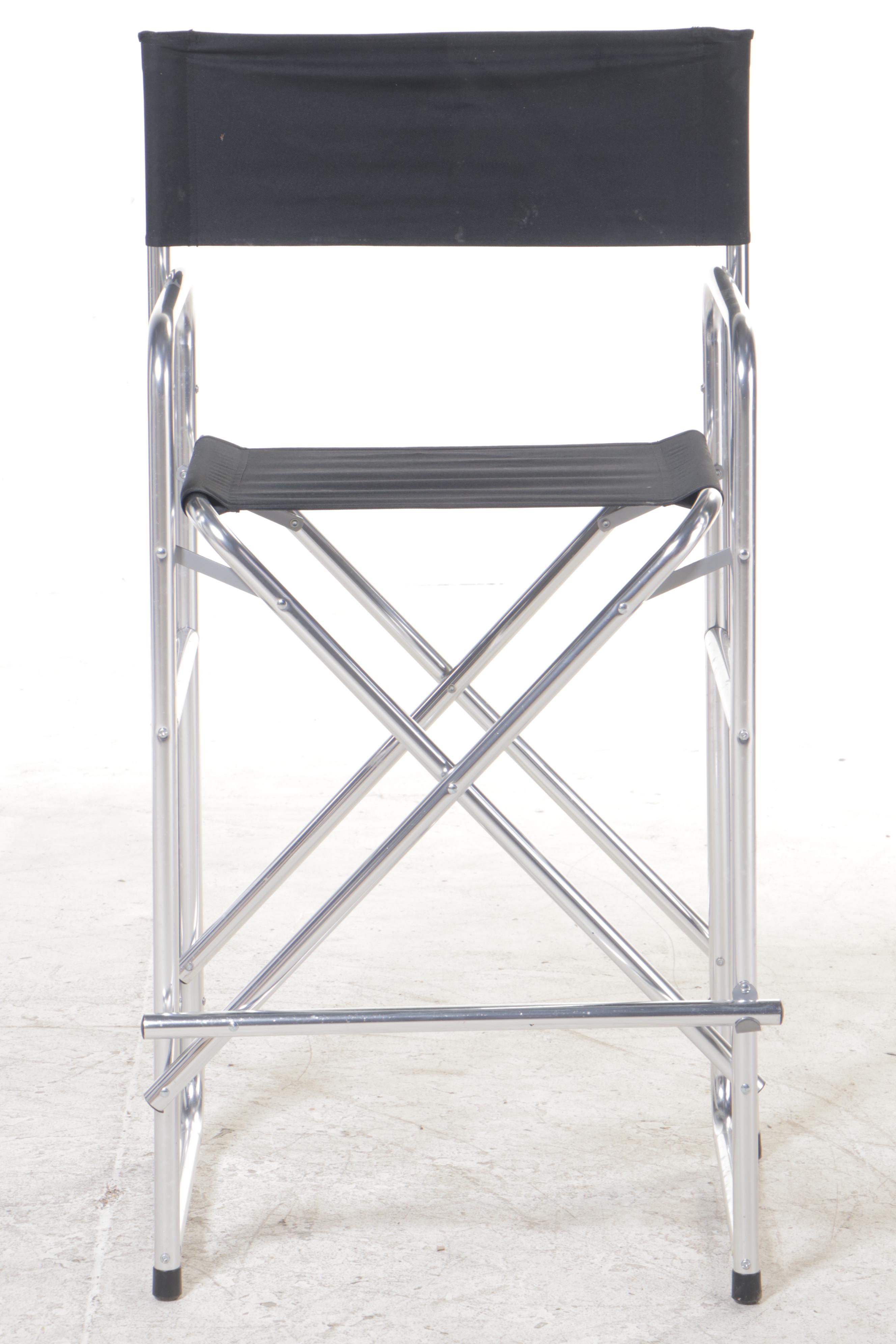 Four Hayneedle Tall Director's Chairs in Aluminum with Black Fabric EBTH