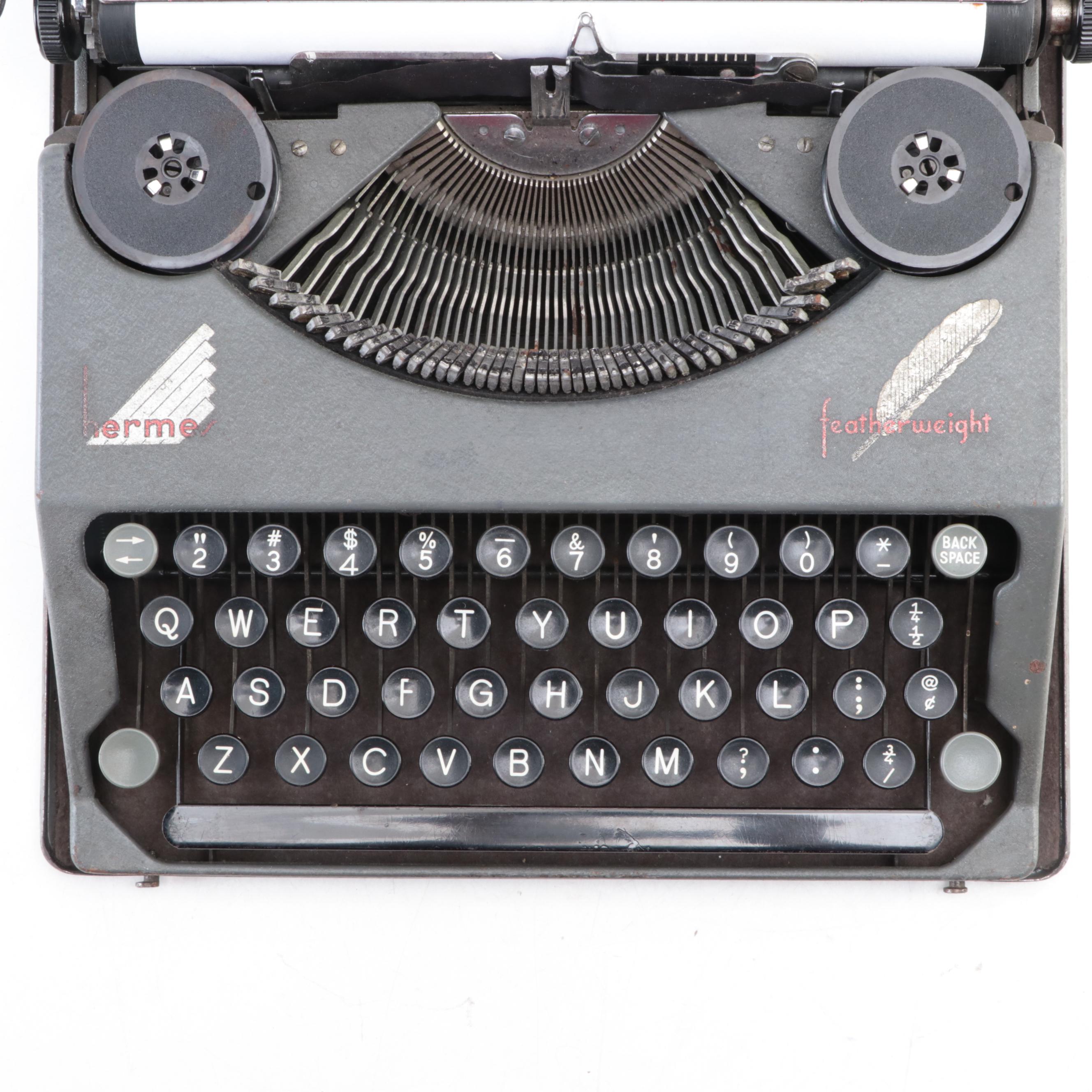 Hermes Featherweight Portable Typewriter, Circa 1937 EBTH