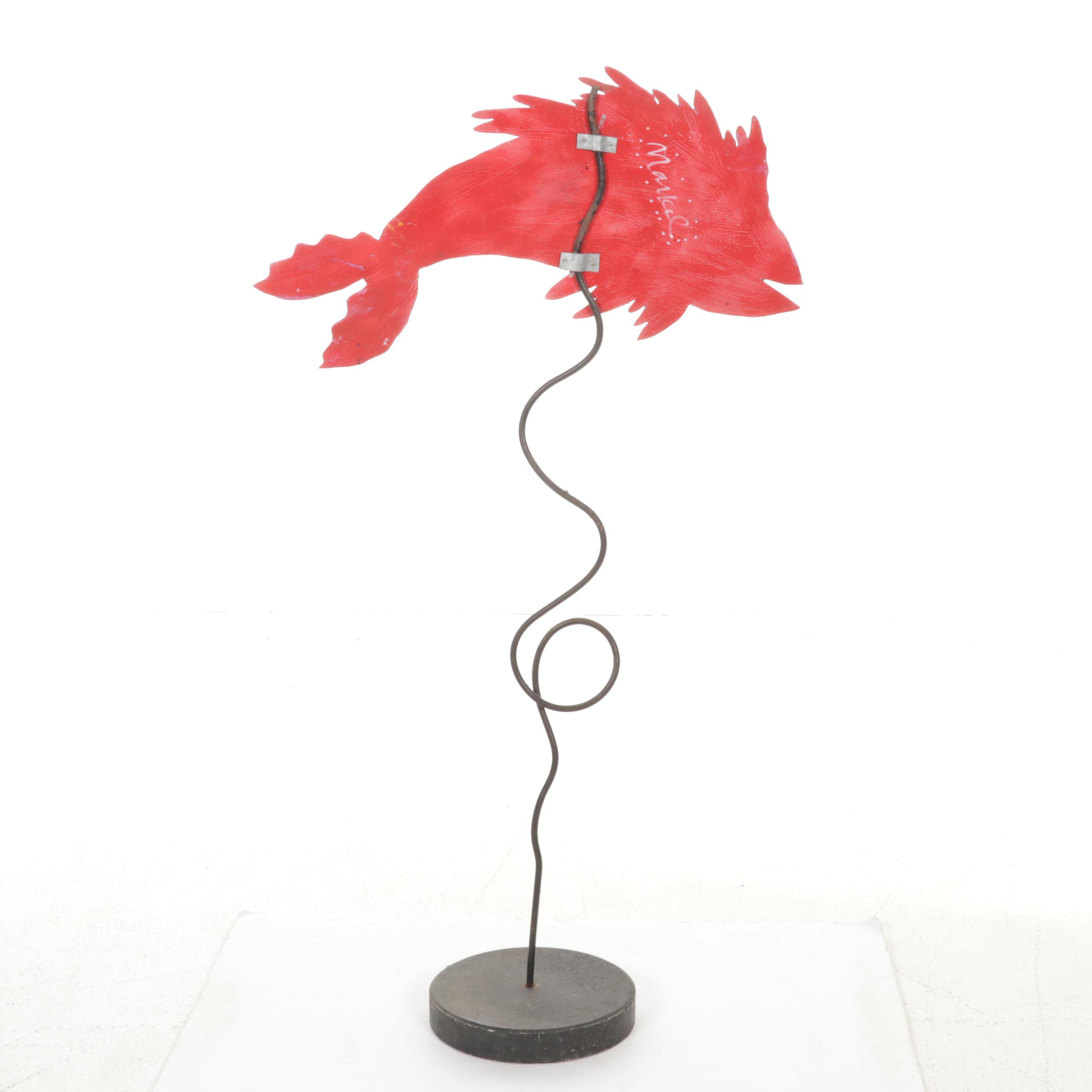 Signed Embellished Metal Fish Sculpture by Markel EBTH