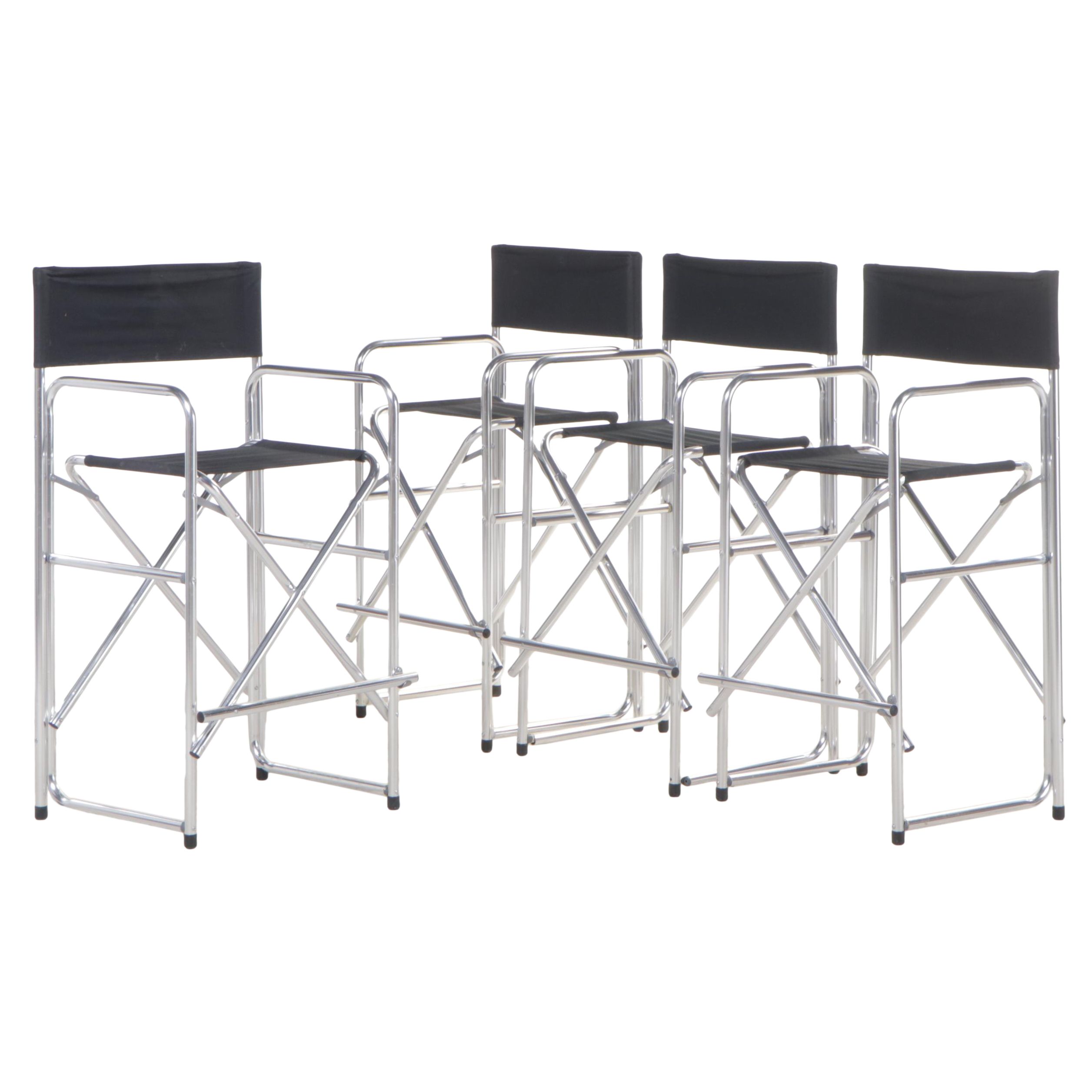 Four Hayneedle Tall Director's Chairs in Aluminum with Black Fabric EBTH