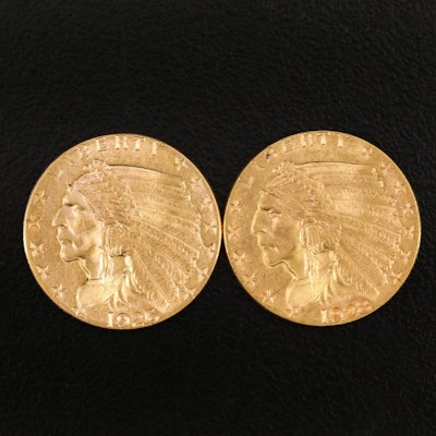 Two Indian Head $2.5 Gold Coins