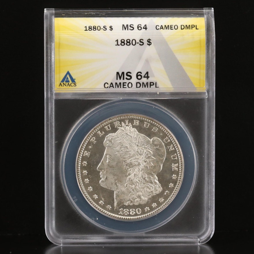 ANACS Graded MS64 DMPL 1880-S Morgan Dollar