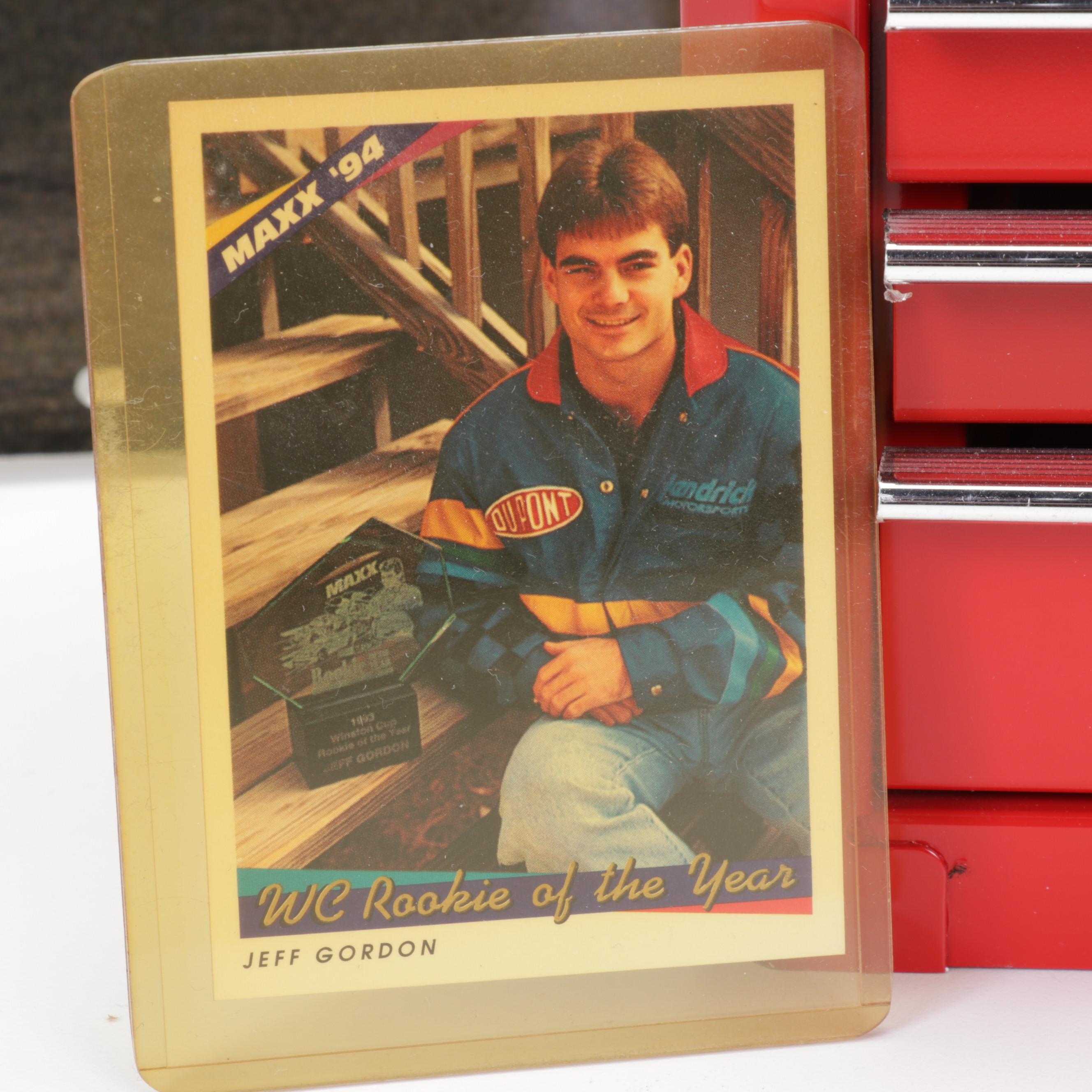 Jeff Gordon Memorabilia Featuring Calendars, Diecast Toy Car, ROY Card