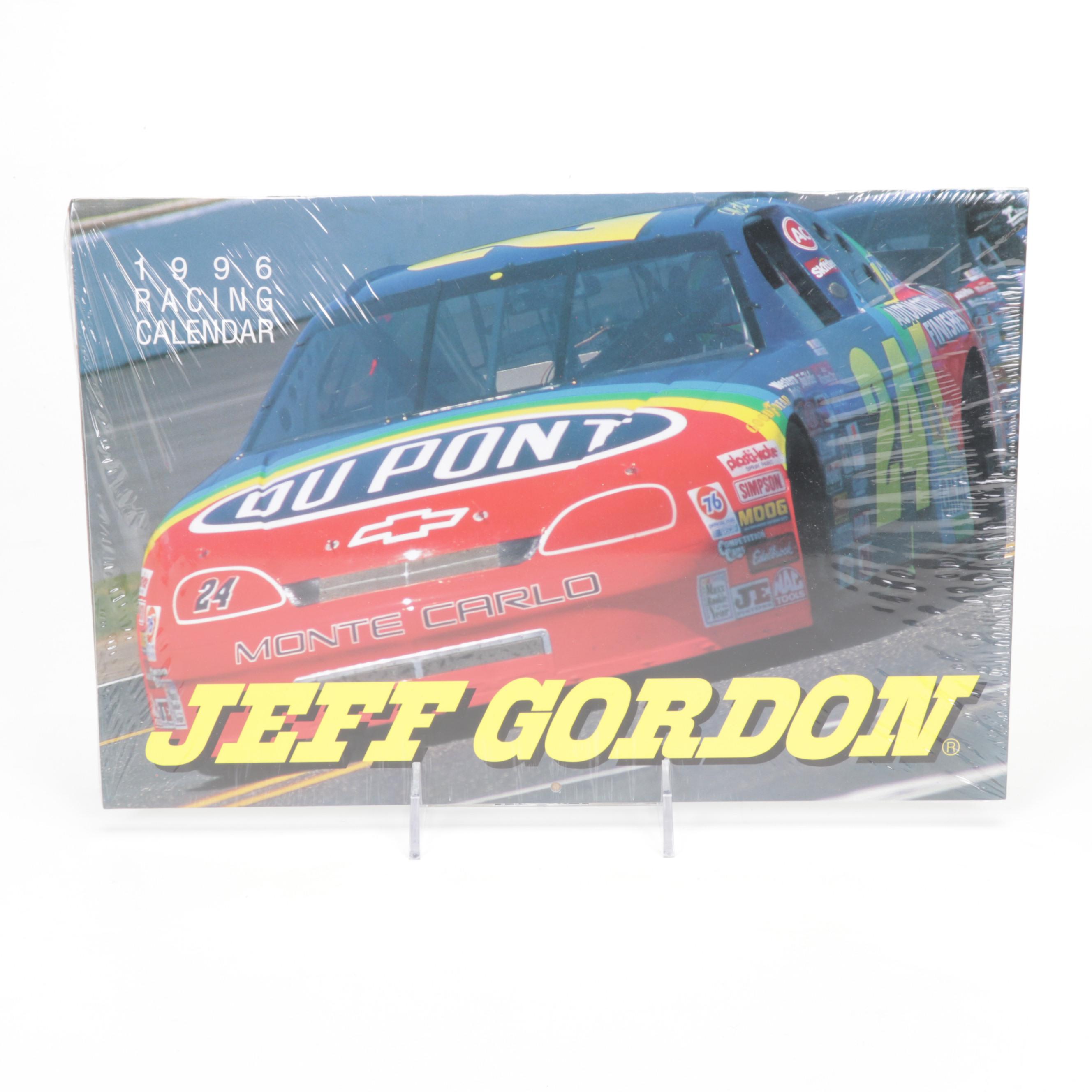 Jeff Gordon Memorabilia Featuring Calendars, Diecast Toy Car, ROY Card