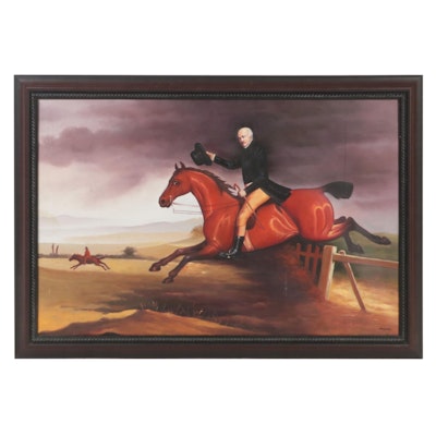 Oil Painting After John E. Ferneley of George Marriott Riding Horse