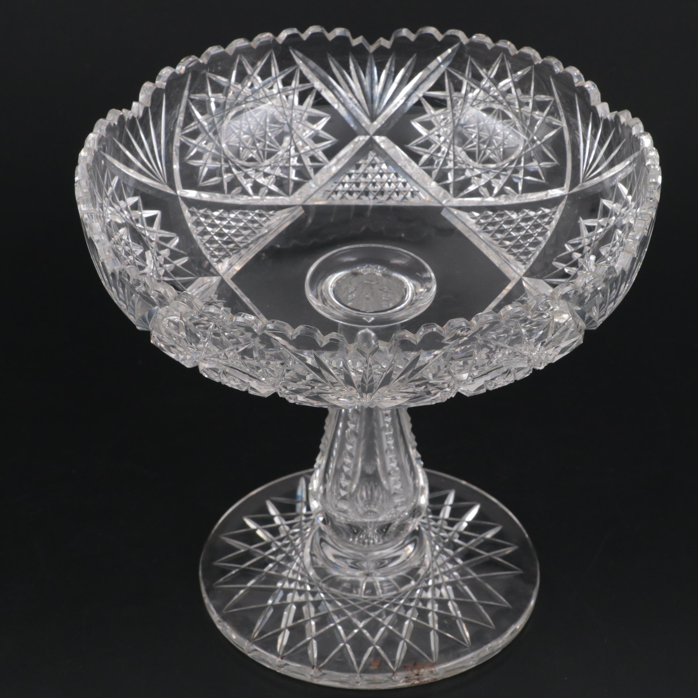 American Brilliant Style Cut Glass Compote, 20th Century EBTH