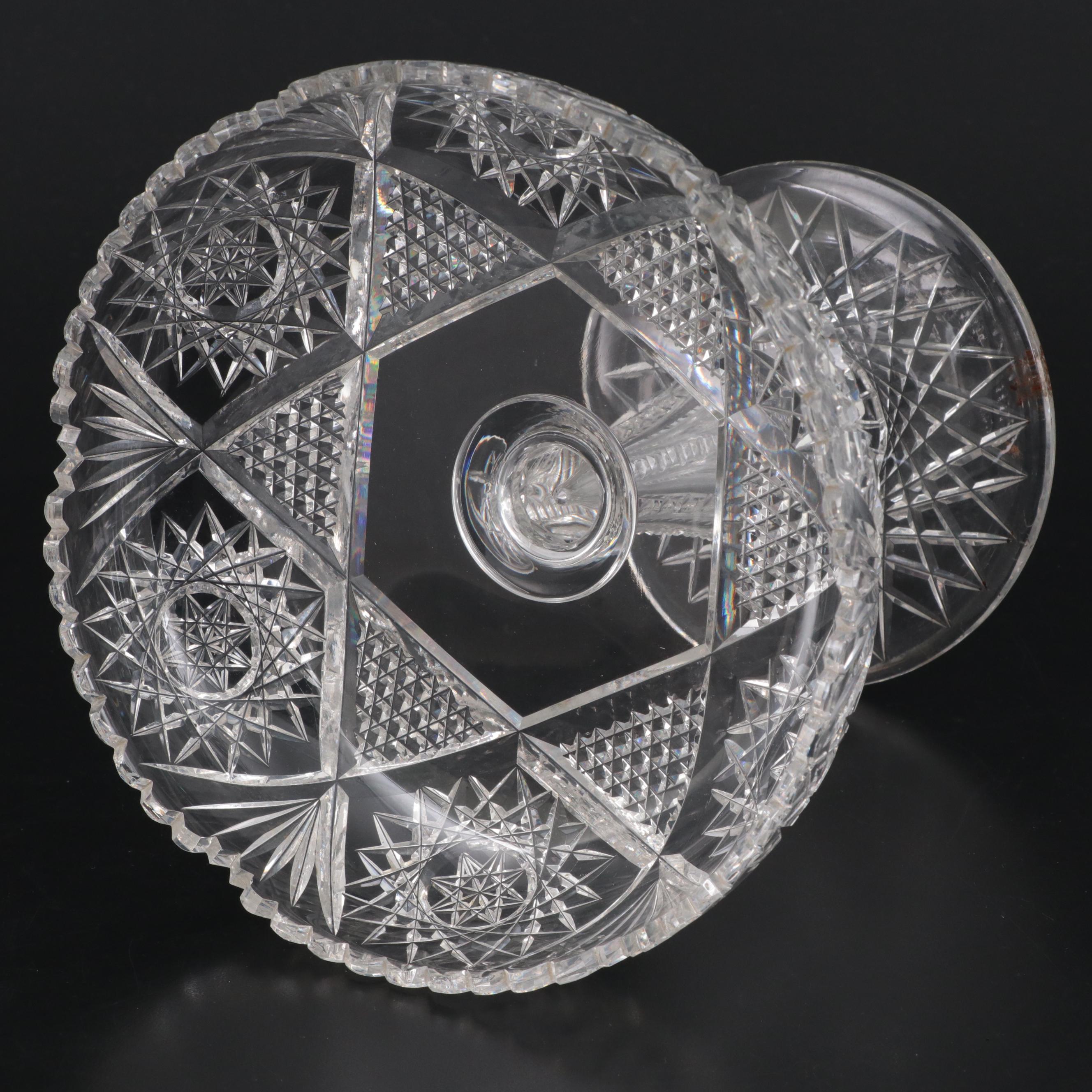 American Brilliant Style Cut Glass Compote, 20th Century EBTH