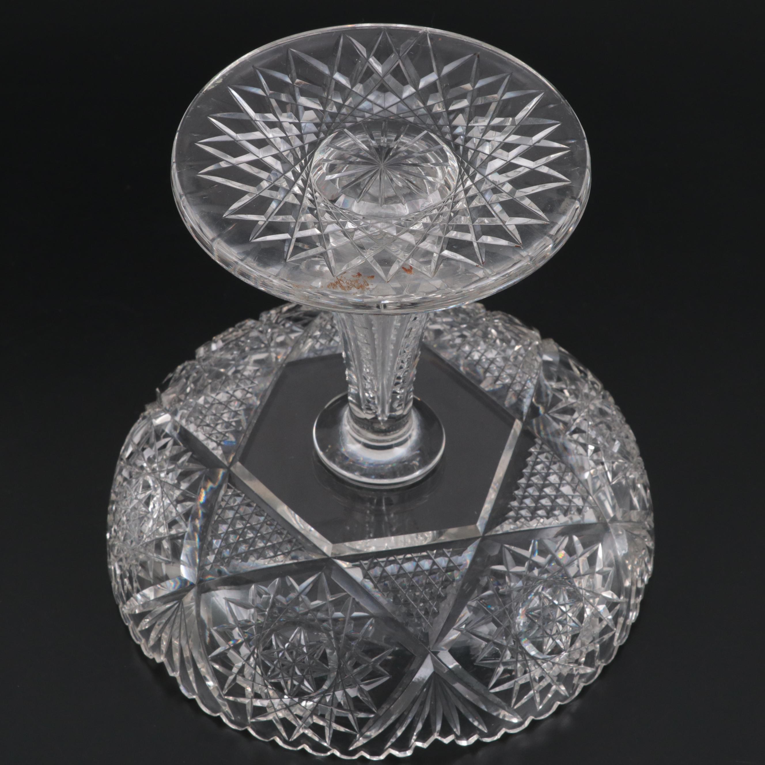 American Brilliant Style Cut Glass Compote, 20th Century EBTH