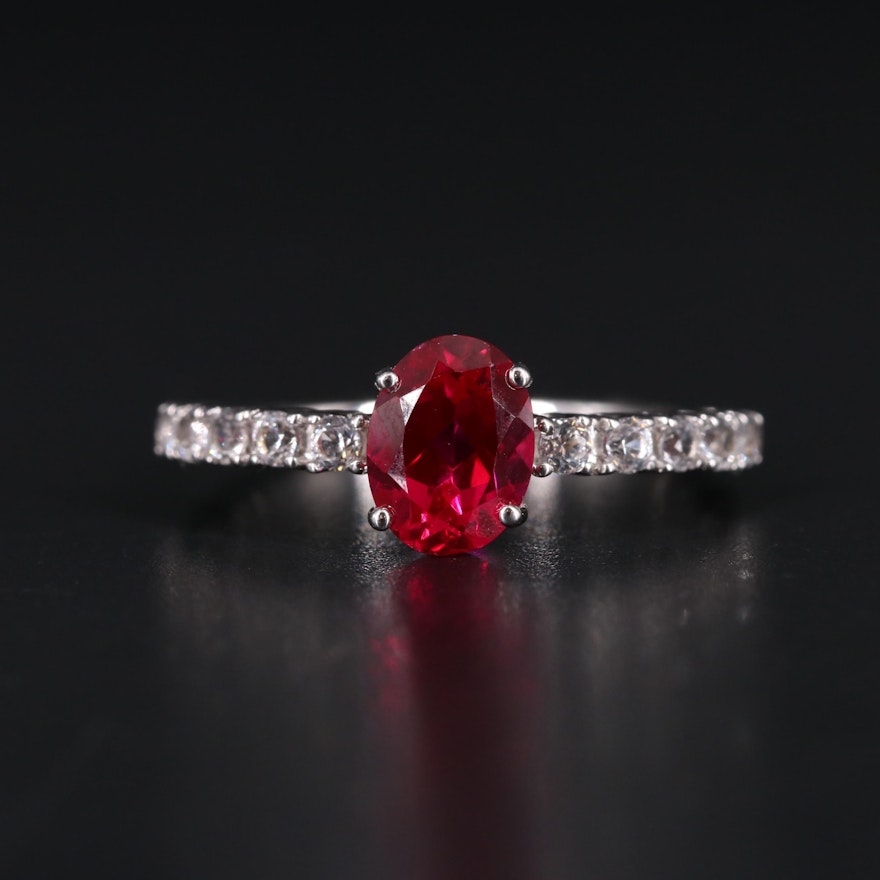 Sterling Silver Ruby and Sapphire Ring