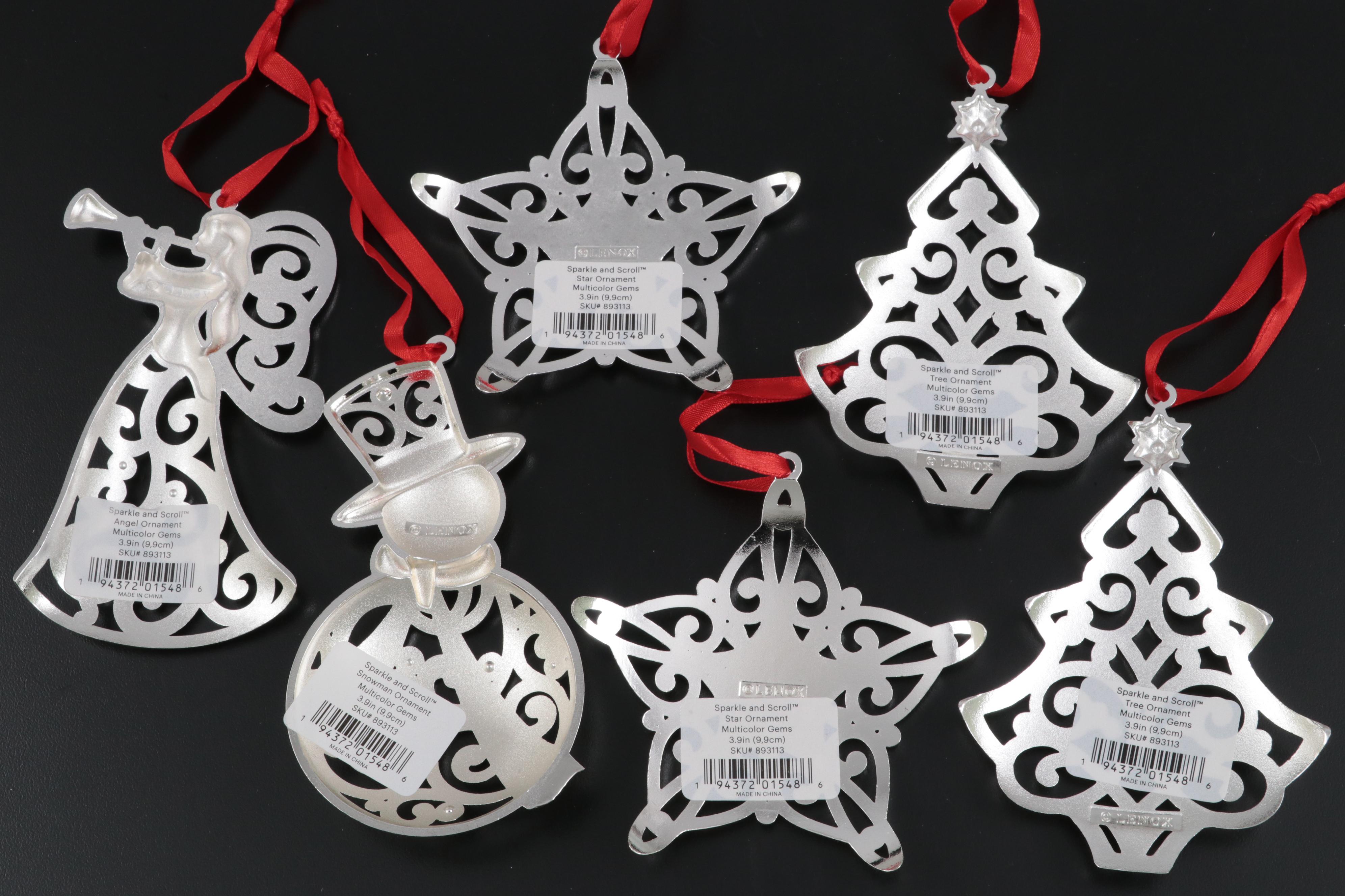 Lenox Sparkle and Scroll Silver Plate Christmas Ornaments EBTH