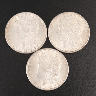 Three Morgan Silver Dollars, Including 1898-O