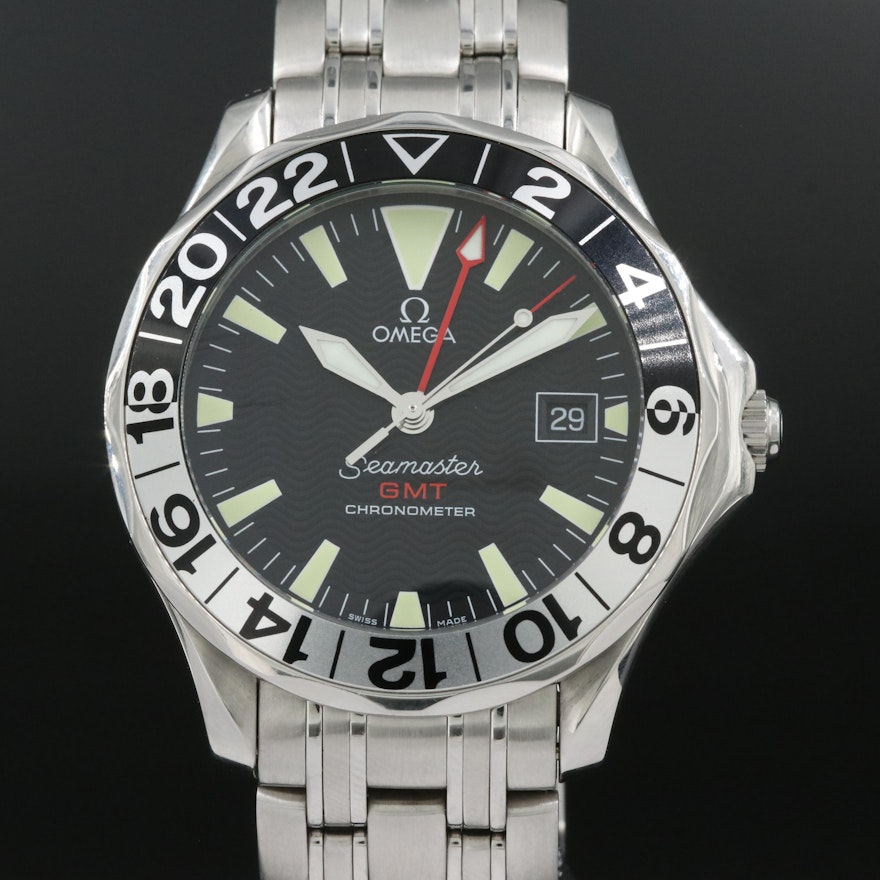 2006 Omega Seamaster GMT Chronometer Stainless Steel Wristwatch