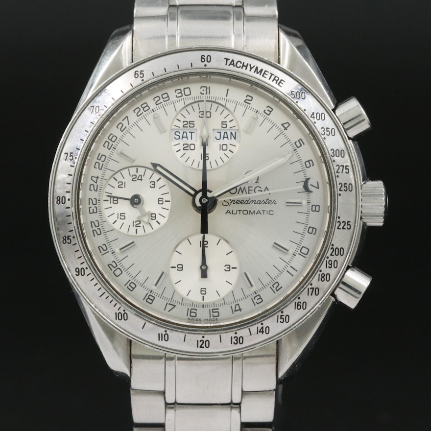1999 Omega Speedmaster Automatic Triple Calendar Chronograph Wristwatch