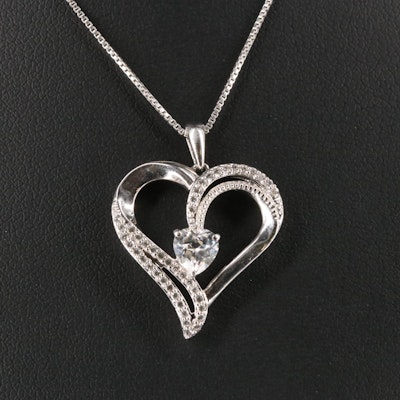 Starling Silver Sapphire Heart Necklace