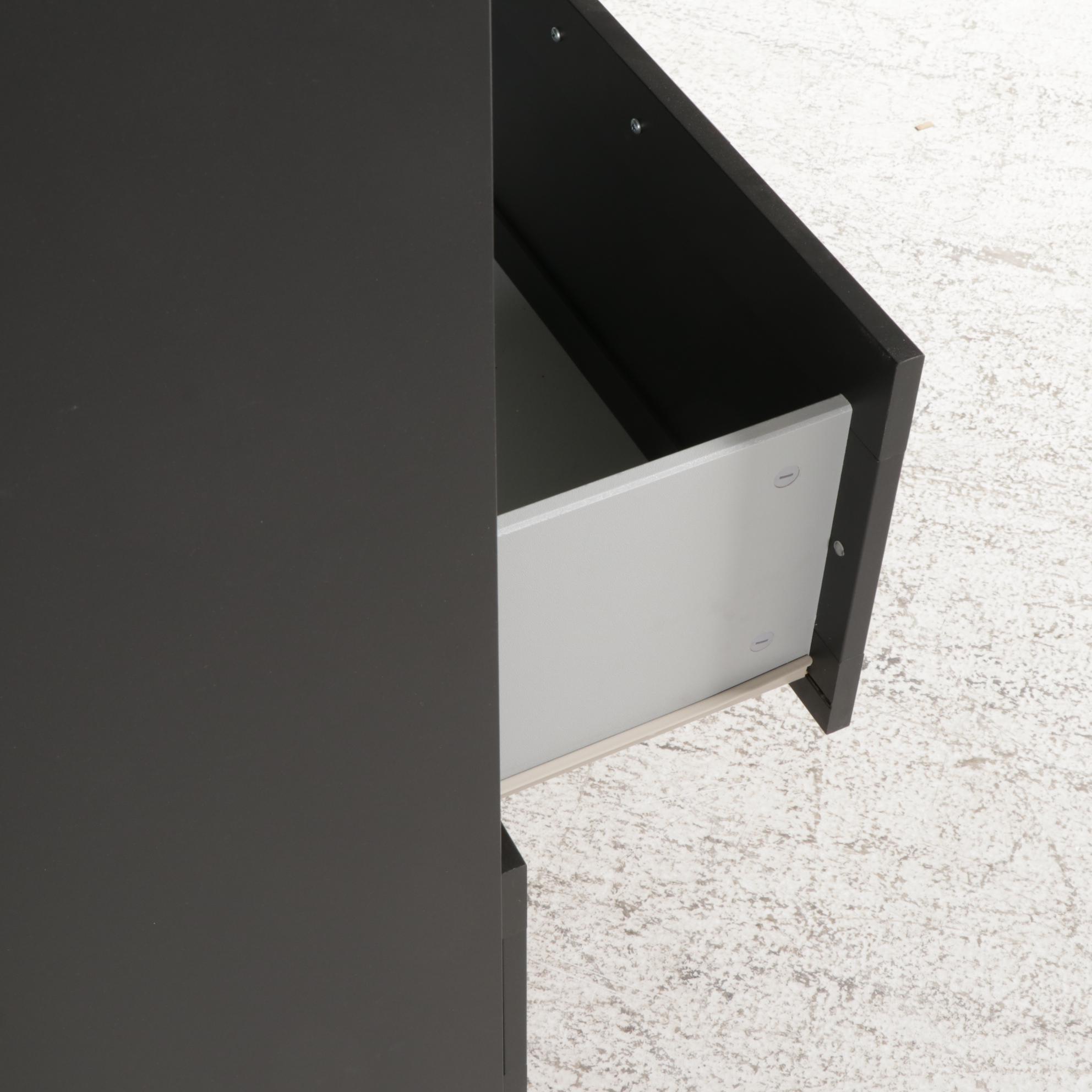 Pair of IKEA "Brimnes" Black Bookcases with Drawers EBTH