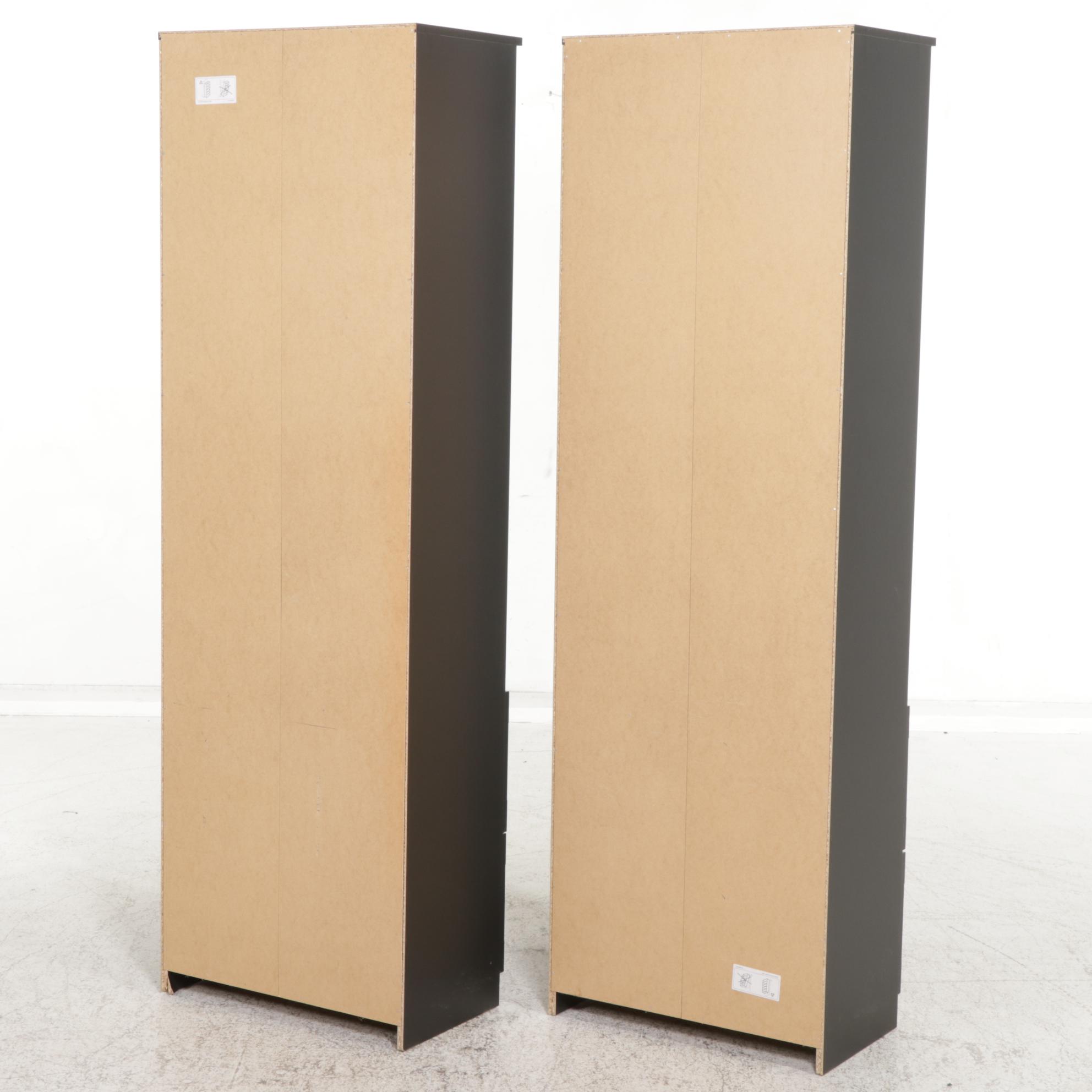 Pair of IKEA "Brimnes" Black Bookcases with Drawers EBTH